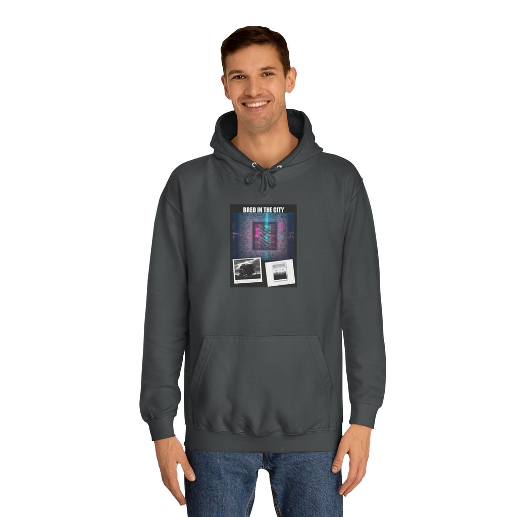 BRED IN THE CITY Purple Neon Collage Hoodie