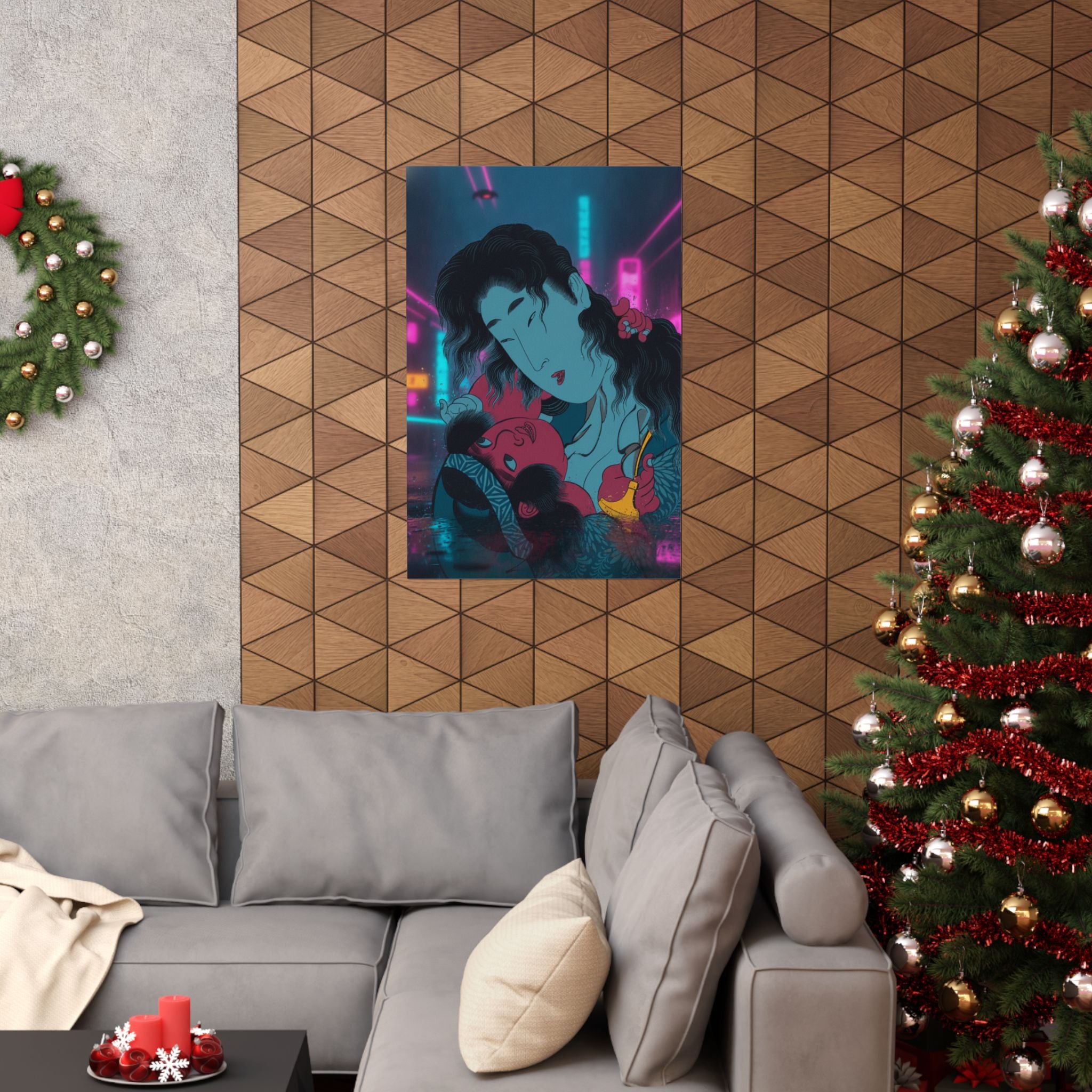 Neon Noir — Yamauba Playing With Kintarō — Matte Poster