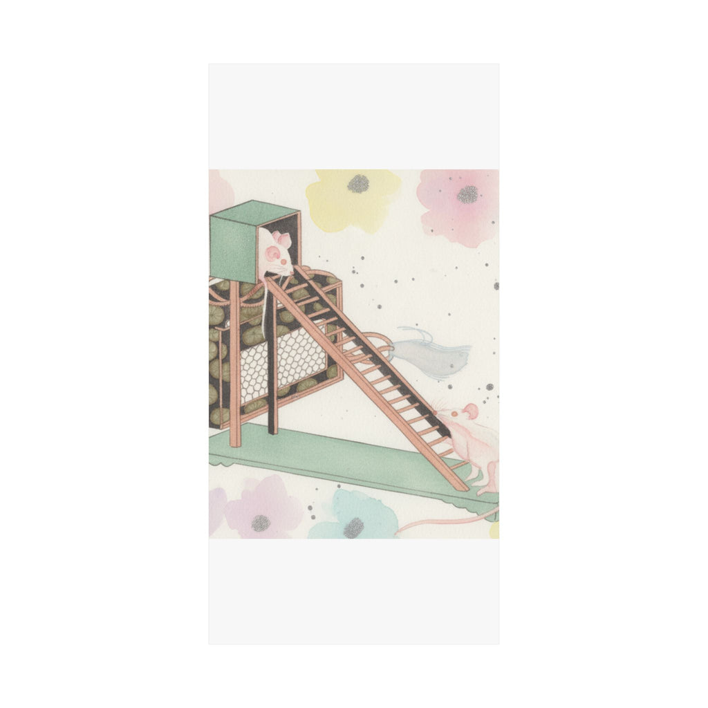 Watercolor — White Mice Playing — Matte Poster