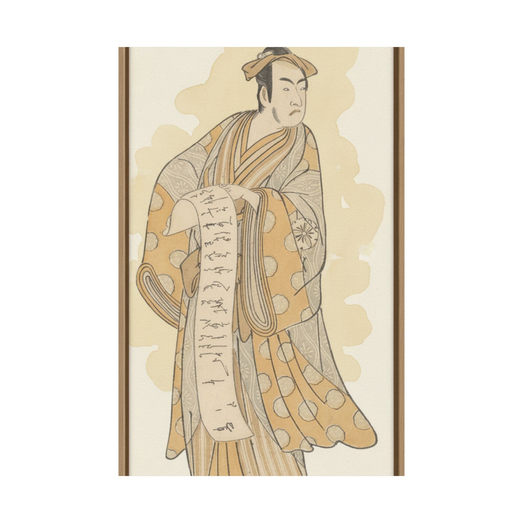Watercolor — The Actor, Matsumoto Koshiro I 1674–1730 Reading A Letter — Matte Poster