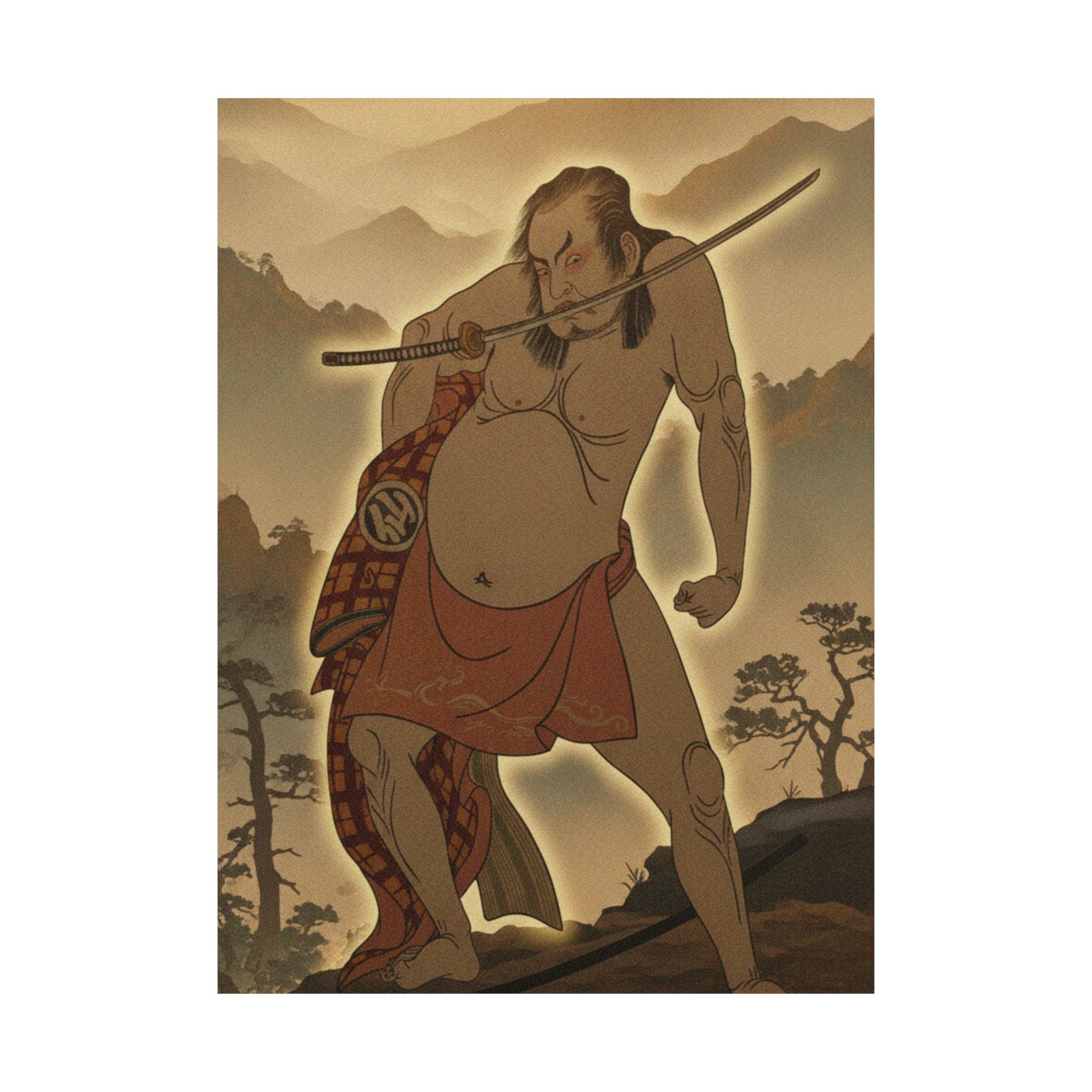 Scenic Nature — The Second Nakamura Sukegoro As A Man Entirely Nude Save For Loin Cloth — Matte Poster