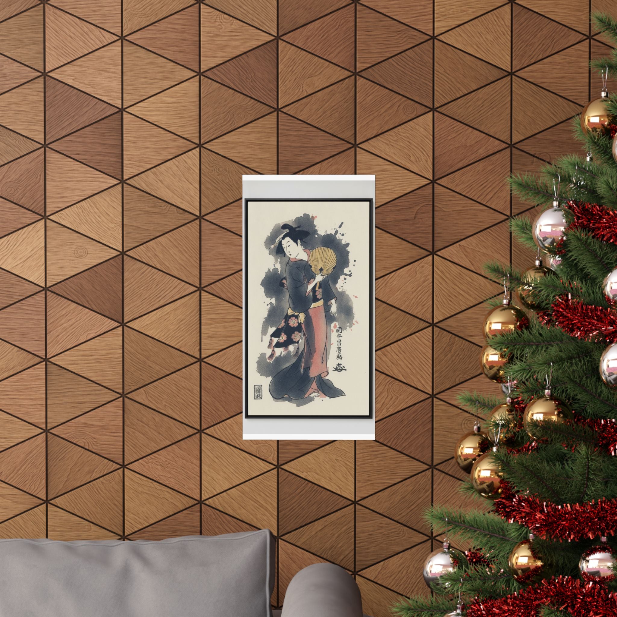 Watercolor — Girl With Fan — Matte Poster