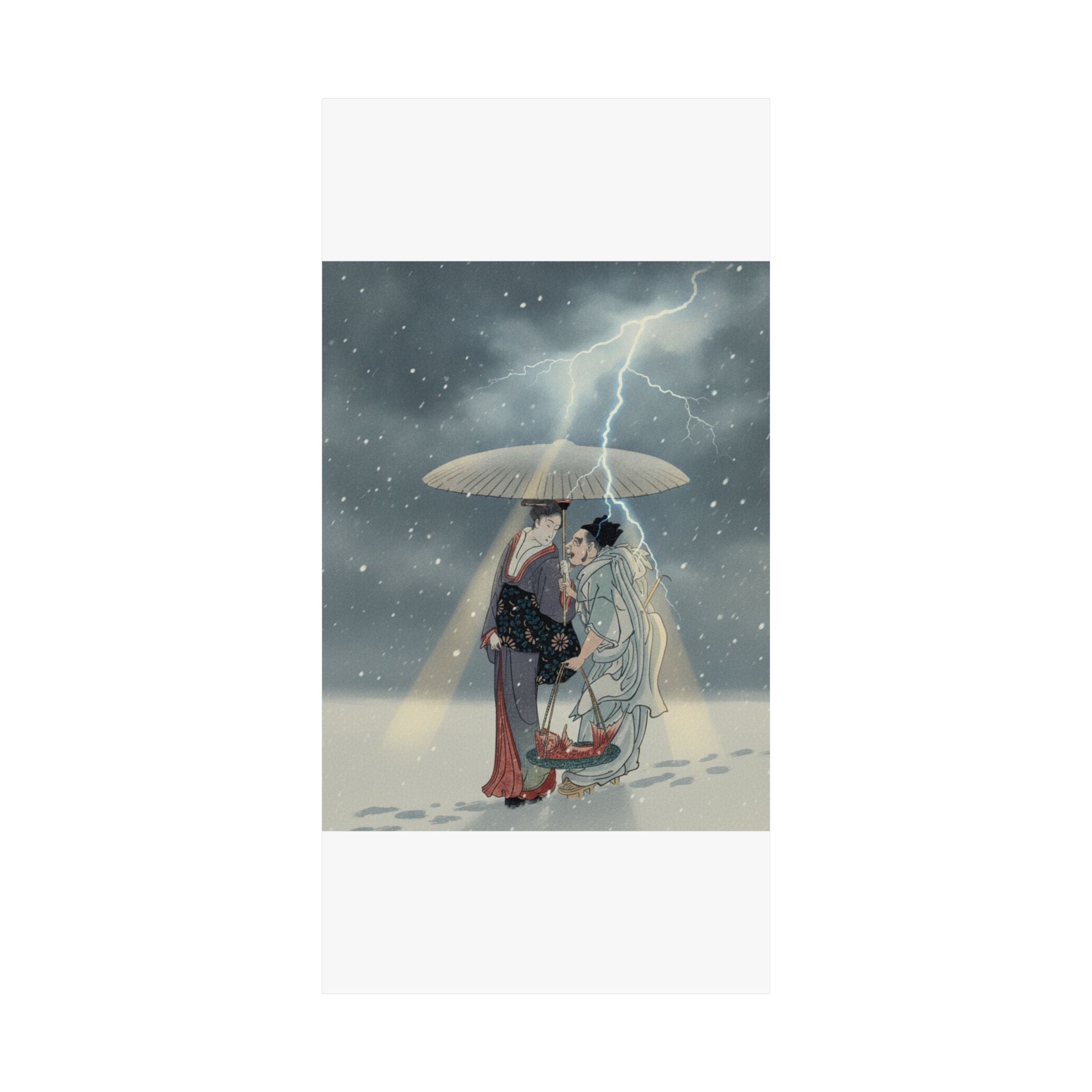 Dramatic Storm — Ebisu And Benten Walking In The Snow — Matte Poster