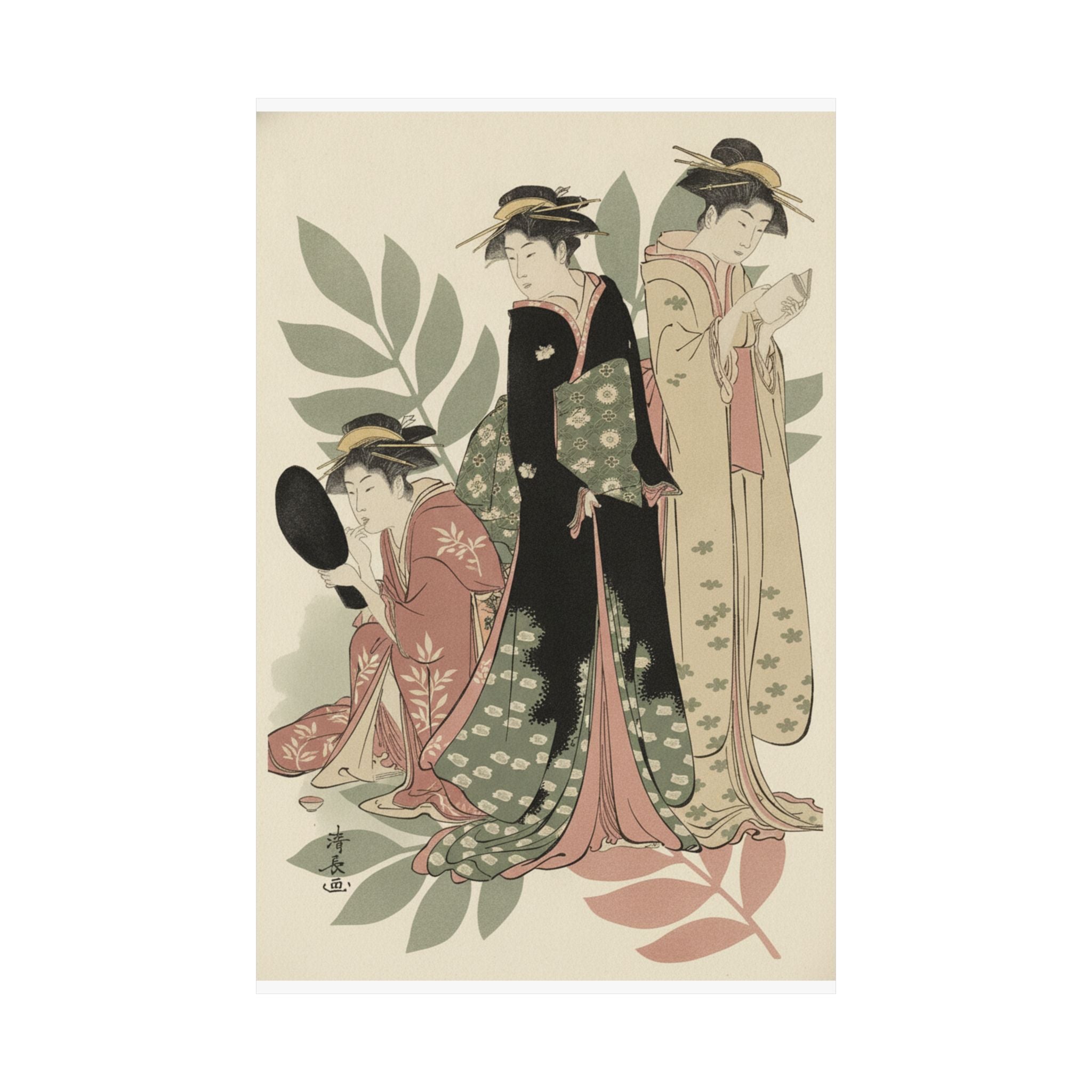 Botanical — Three Geishas Of Tachibana Street In Their Room — Matte Poster
