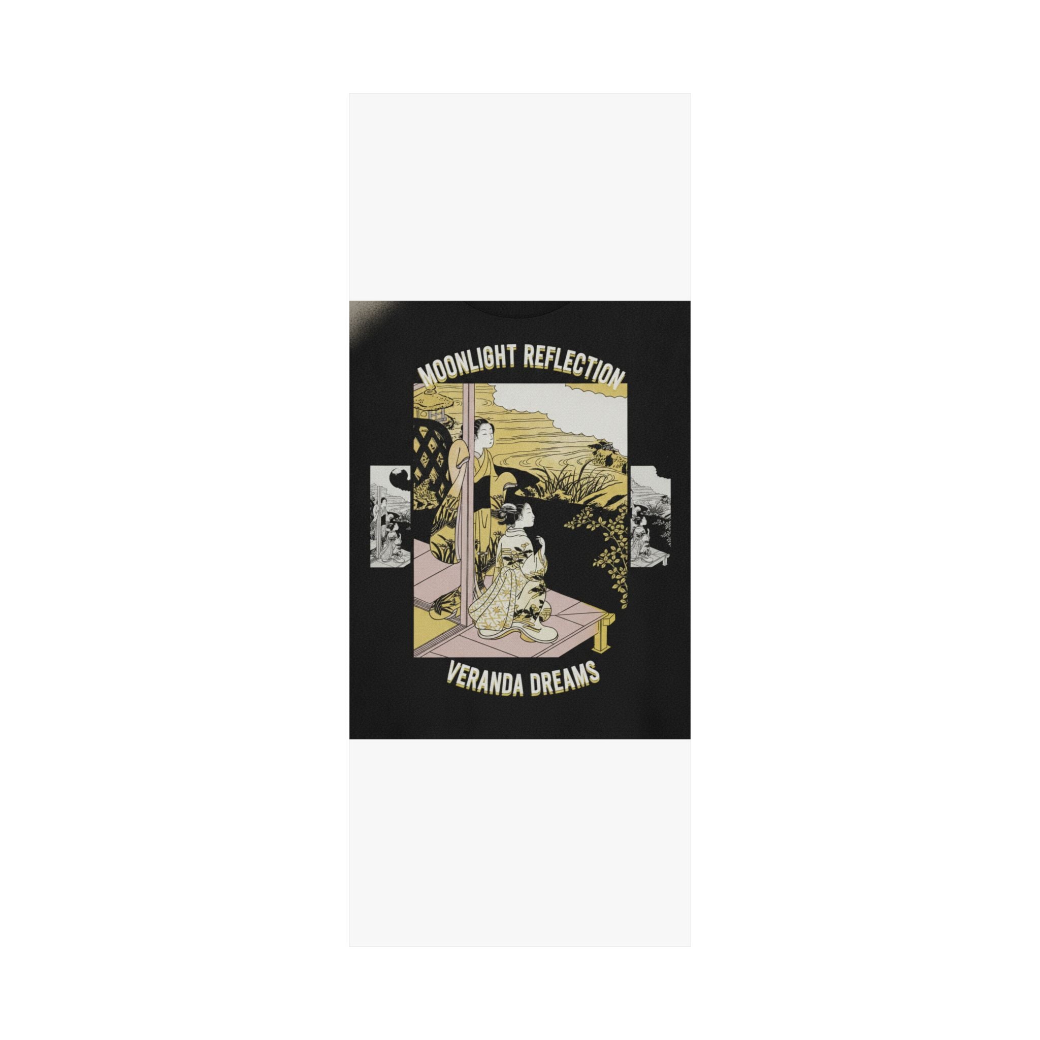 Streetwear Collage — Two Girls On A Veranda Beside A Stream With The Moon — Matte Poster