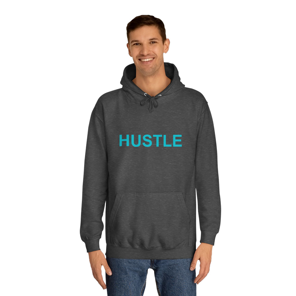 HUSTLE Bold Turquoise Wordmark Minimal Hoodie