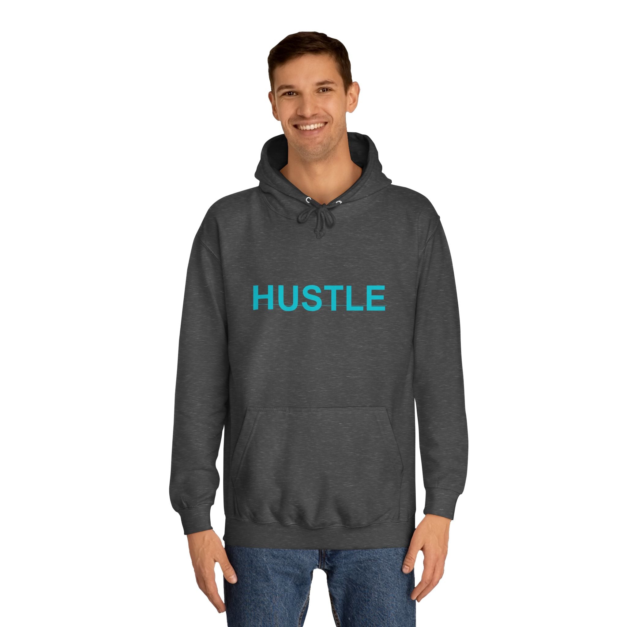 HUSTLE Bold Turquoise Wordmark Minimal Hoodie