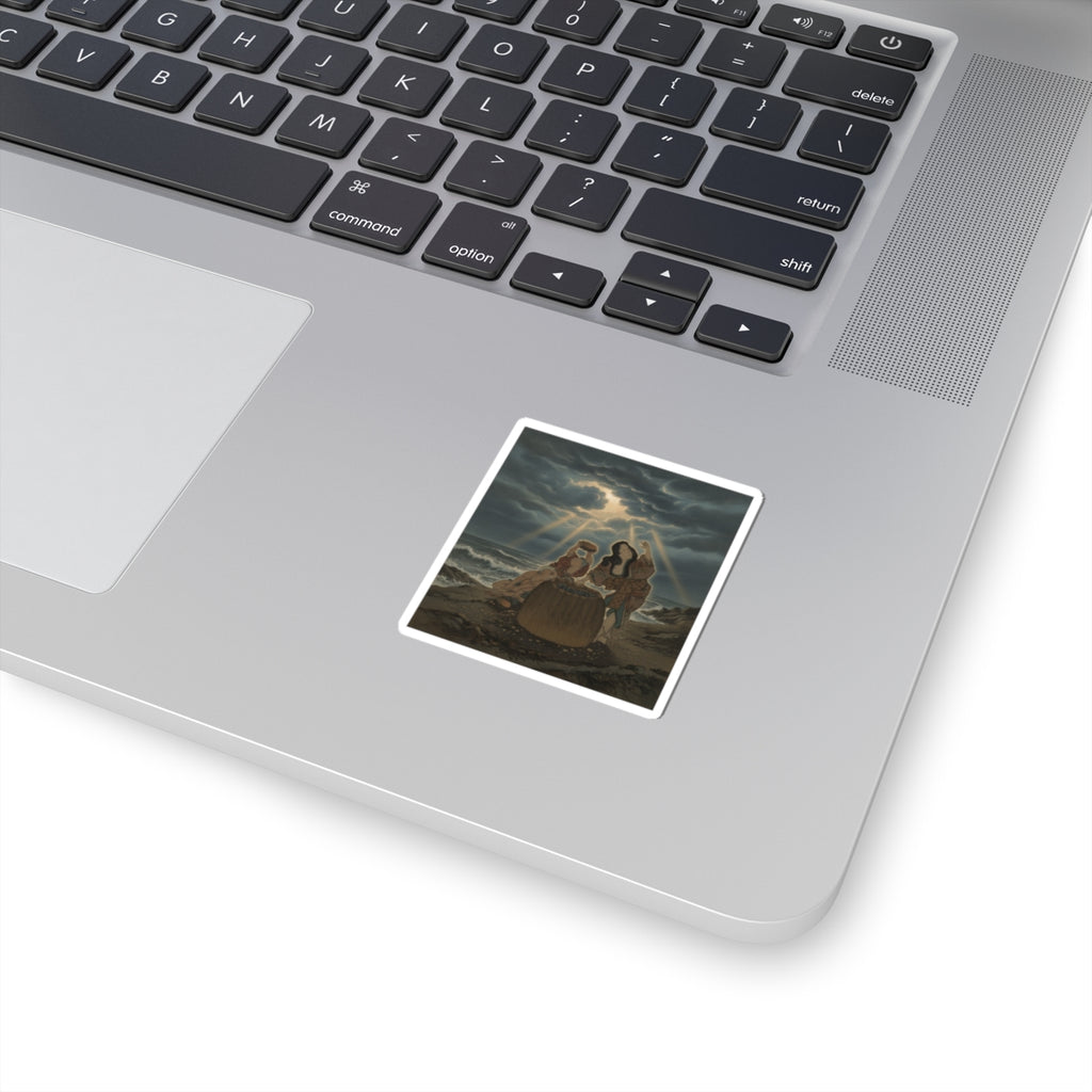 Dramatic Storm — Fisherwoman With A Basket And Two Boys — Kiss-Cut Sticker