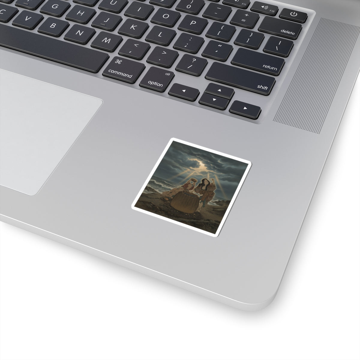 Dramatic Storm — Fisherwoman With A Basket And Two Boys — Kiss-Cut Sticker