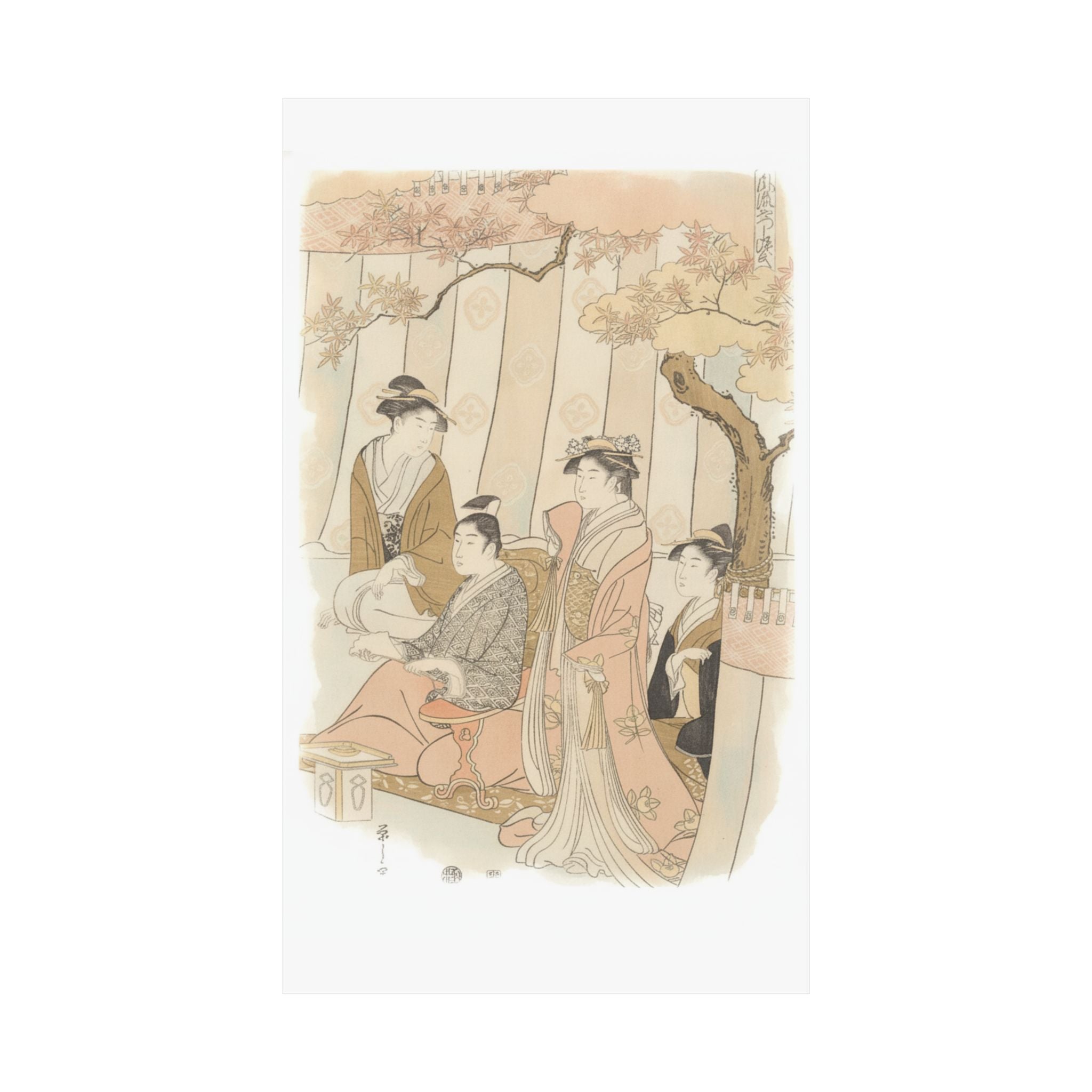 Watercolor — Prince Genji And Three Young Women — Matte Poster