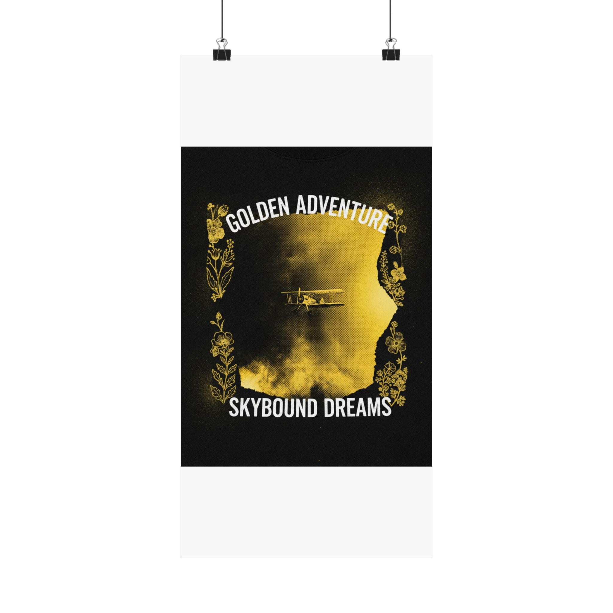 Golden Adventure Skybound Dreams Biplane Art Poster