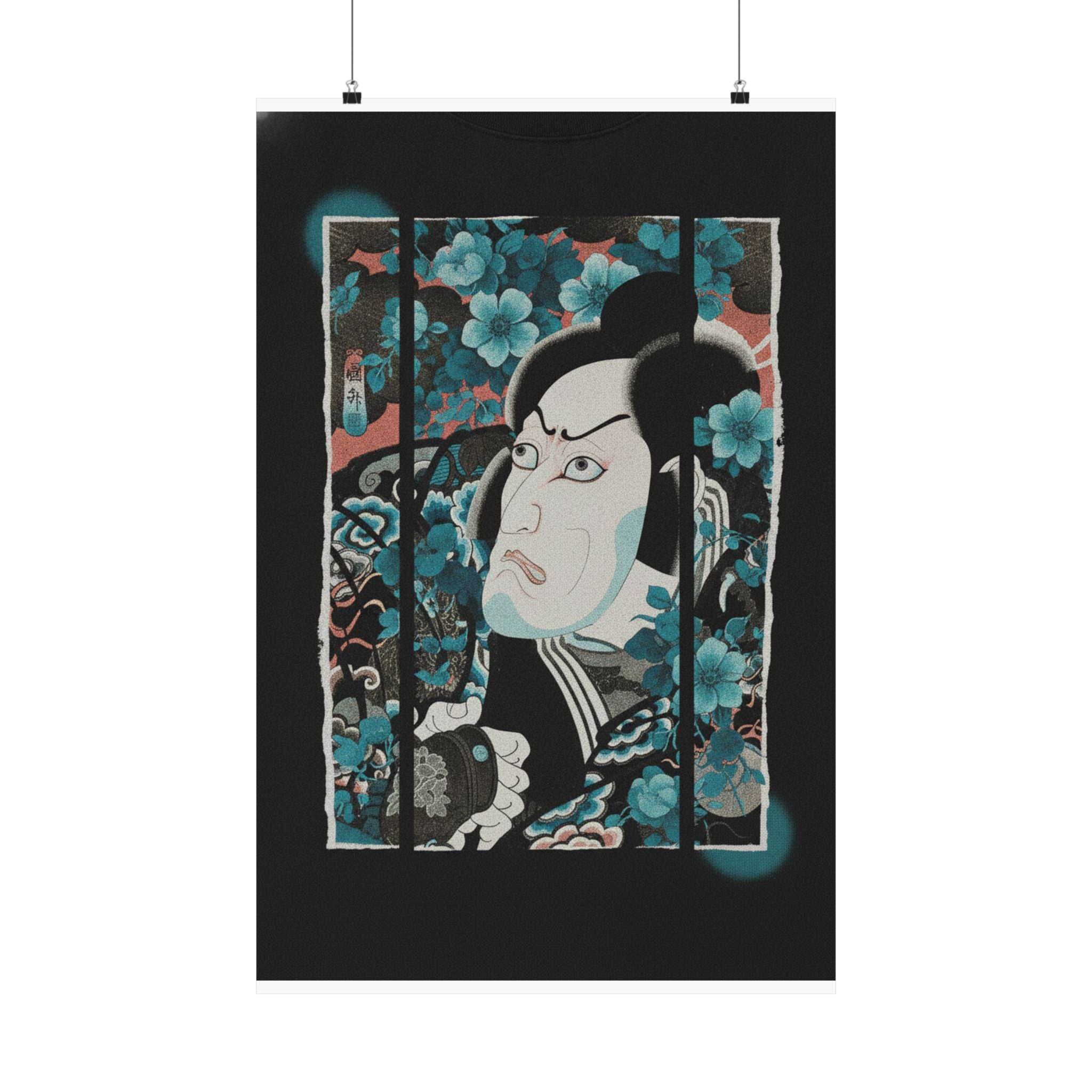 Streetwear Collage — Kabuki Actor Ichikawa Ebizō V As Kumagai Jirō Naozane — Matte Poster