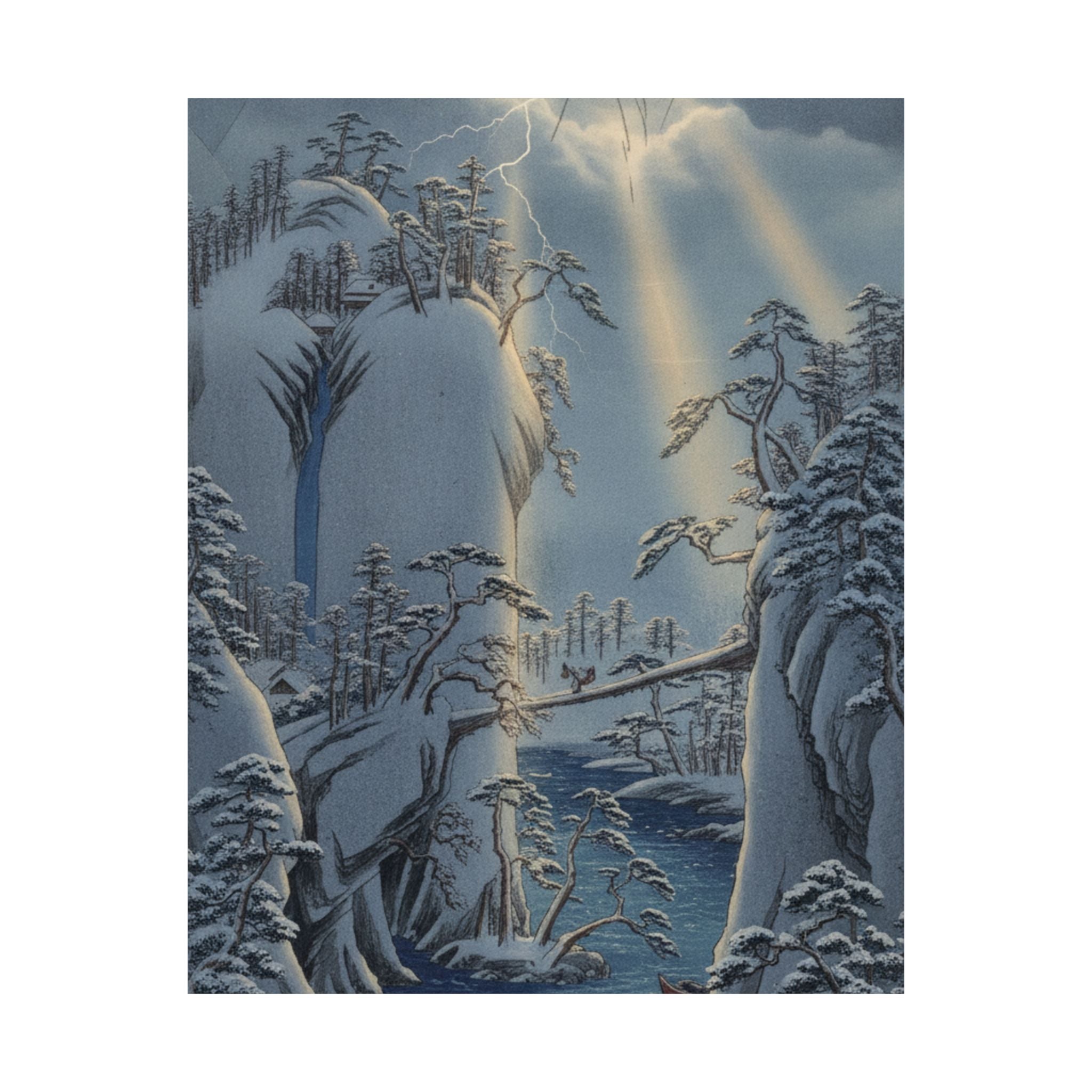 Dramatic Storm — River Gorge In Snow — Matte Poster