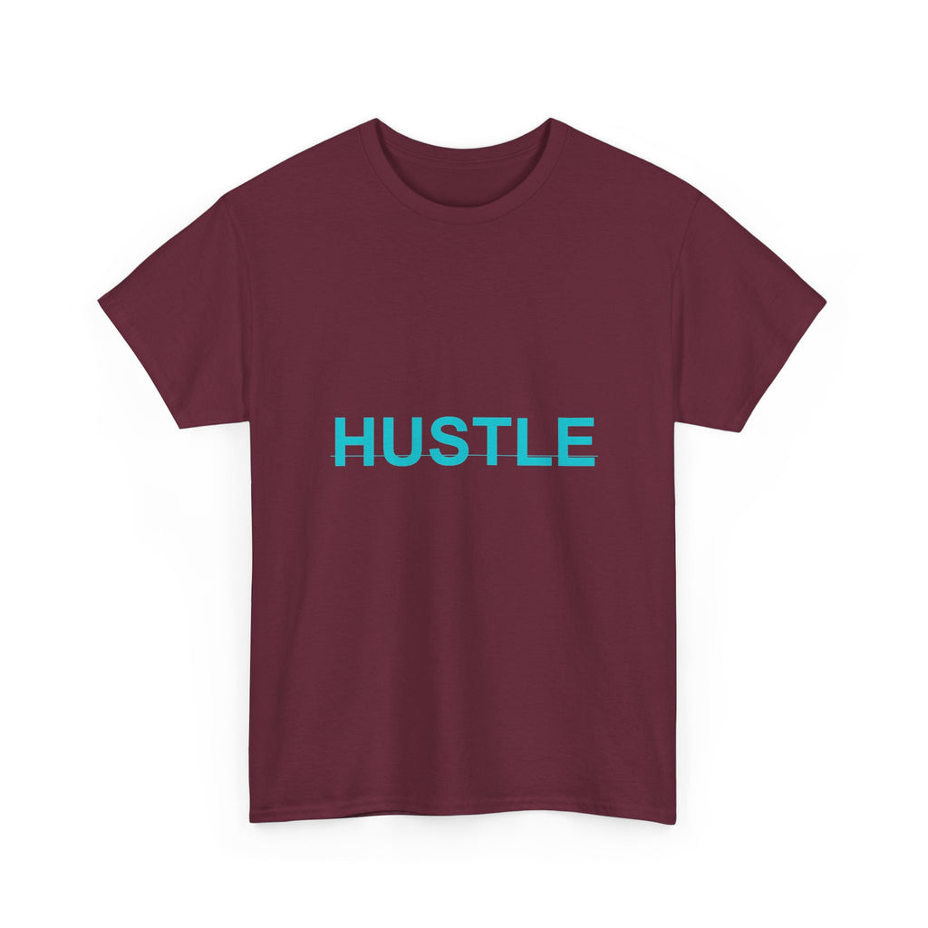 HUSTLE Bold Cyan Wordmark Minimal Graphic Tee