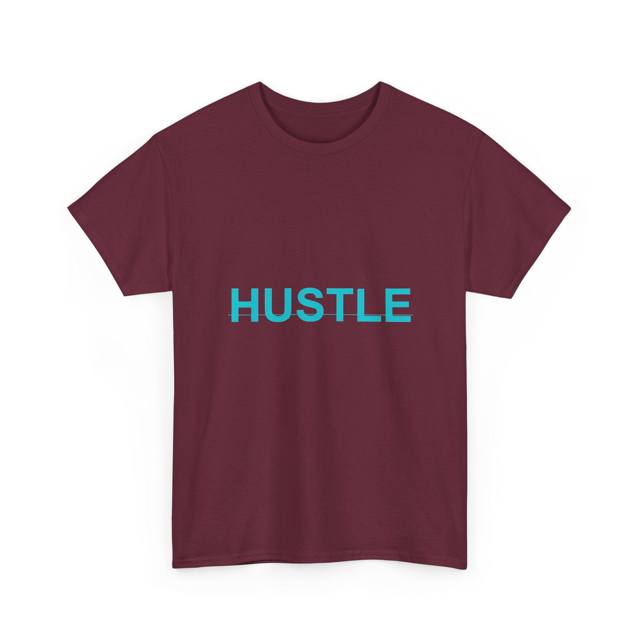 HUSTLE Bold Cyan Wordmark Minimal Graphic Tee
