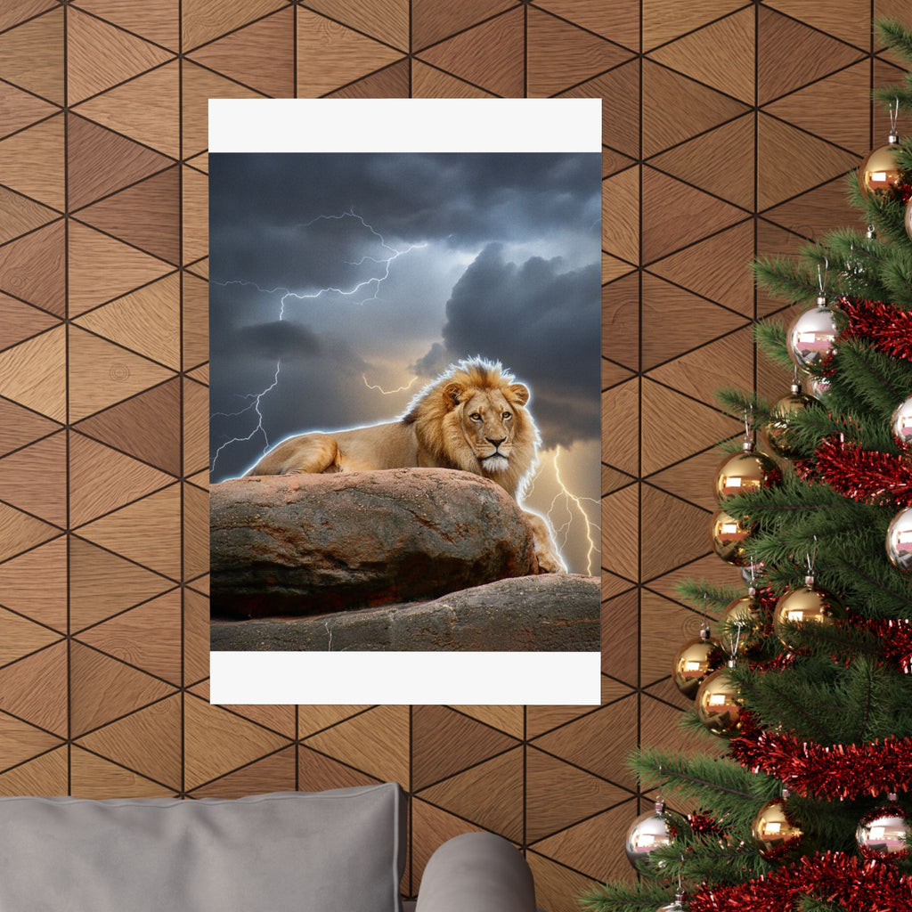 Dramatic Storm — Lion — Matte Poster