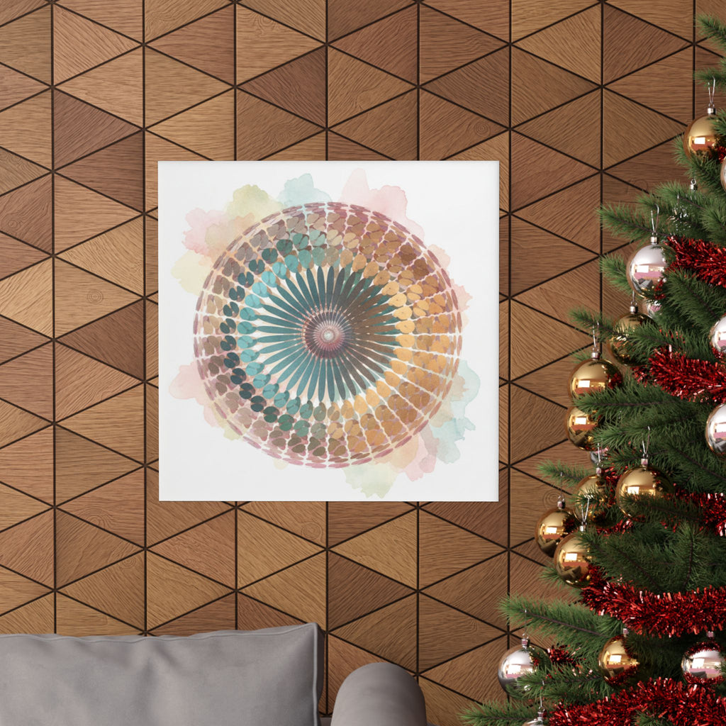 Terracotta and Teal Watercolour Spiral Mandala Poster