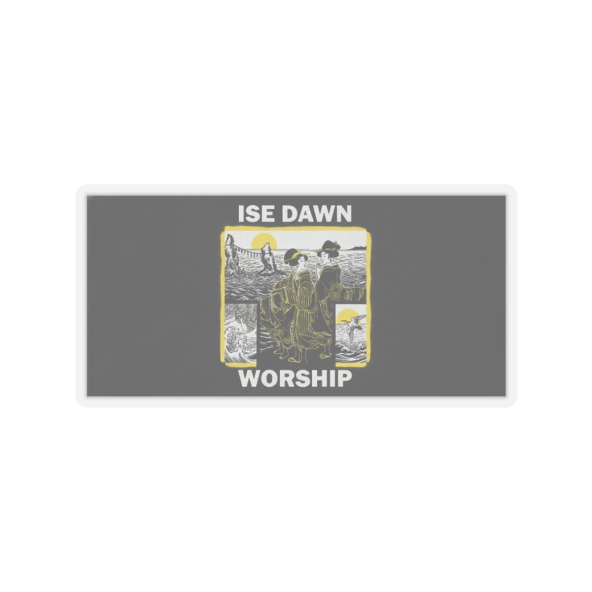 Streetwear Collage — Women Worshipping The Rising Sun Between The Twin Rocks At Ise — Kiss-Cut Sticker