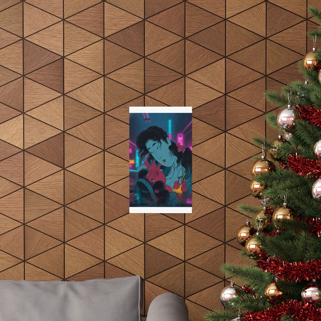 Neon Noir — Yamauba Playing With Kintarō — Matte Poster