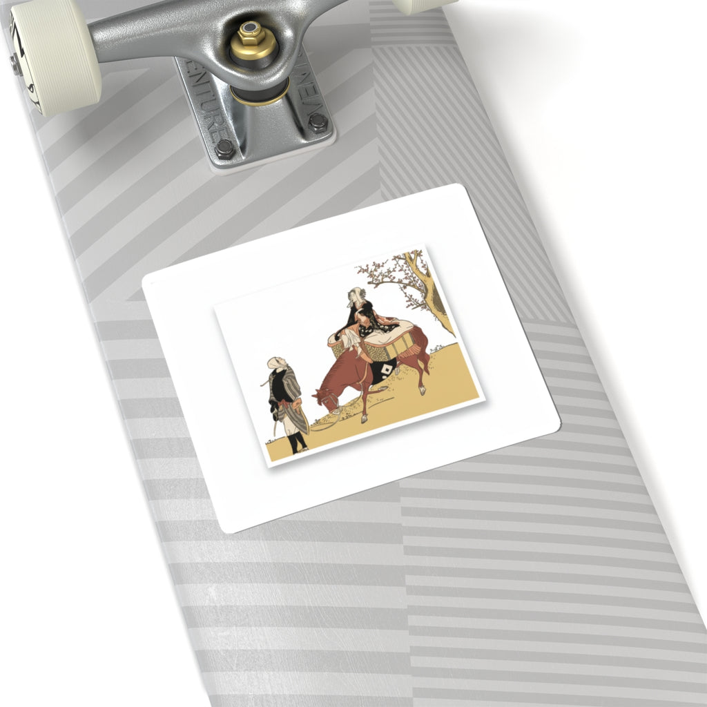 Ecommerce Main — Version Of Legend Of Michizane: Woman Riding Ox Which A Man Is Leading — Kiss-Cut Sticker