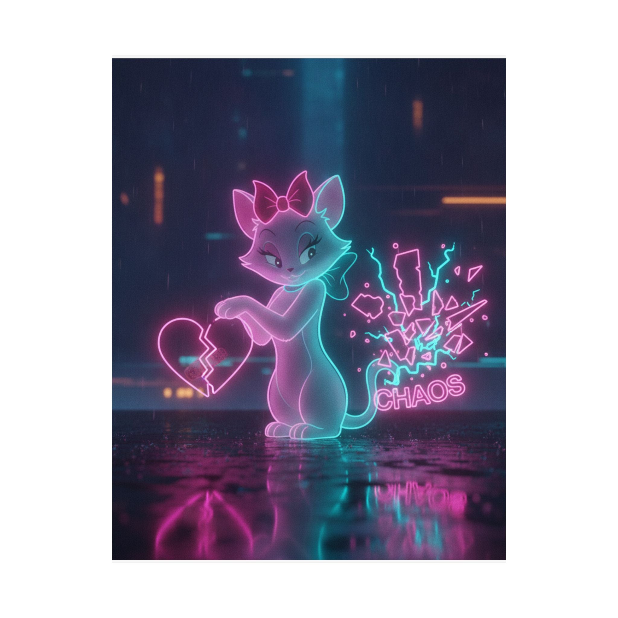 Neon Noir — Cat — Matte Poster
