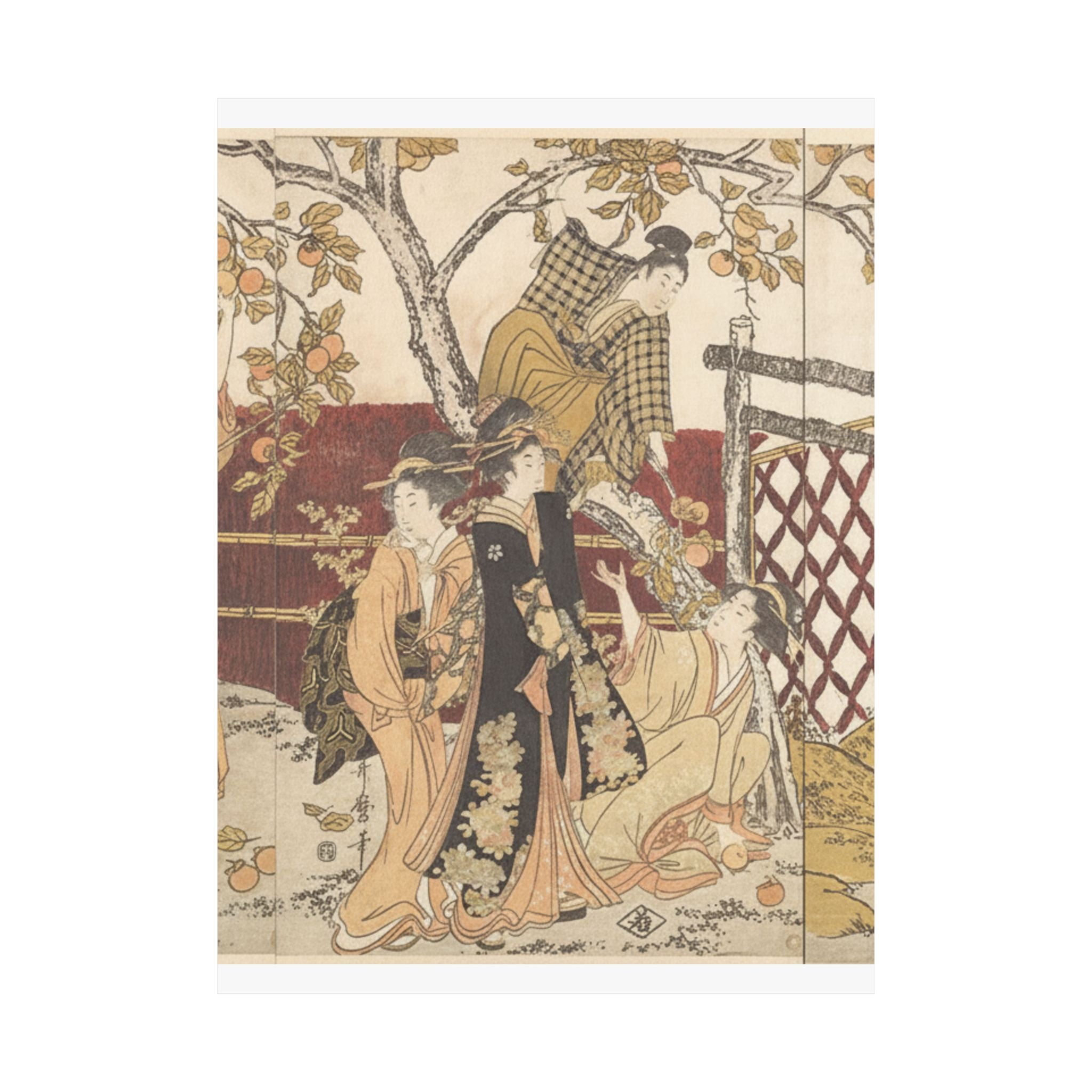 Botanical — Picking Persimmons (Kaki-Mogi) — Matte Poster