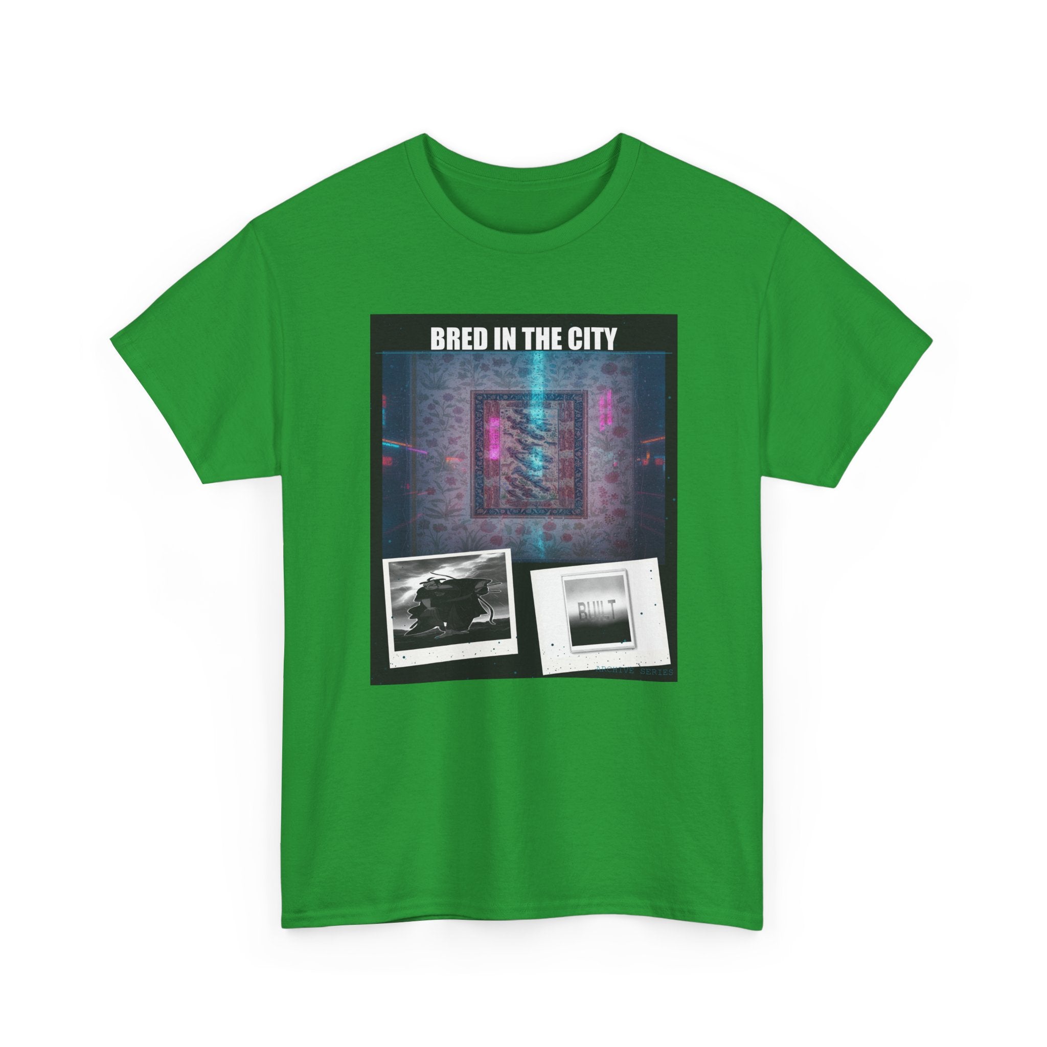 BRED IN THE CITY Neon Glitch Collage Graphic Tee