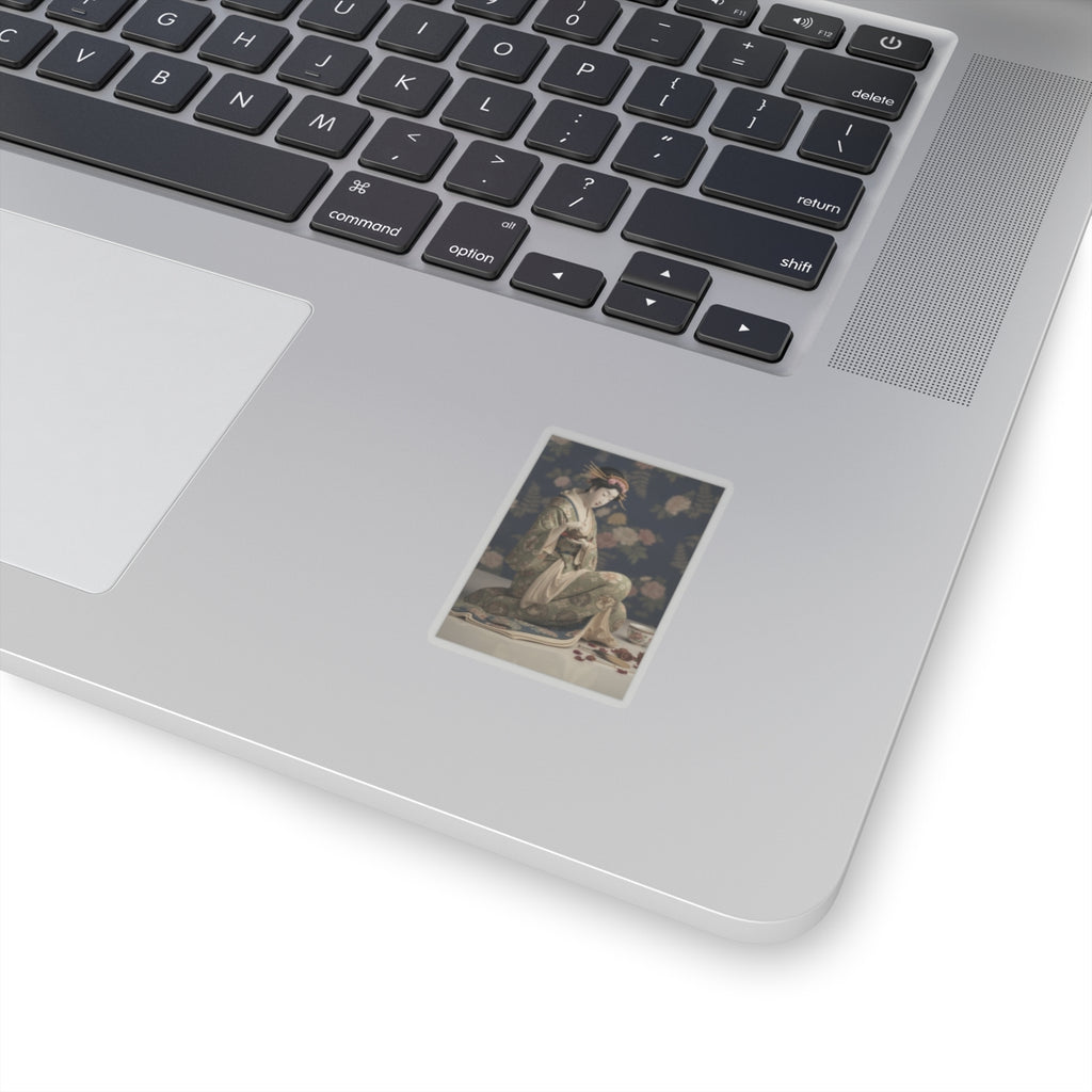 Product Marketing — Konosato Of Takeya Seated, Holding An Incense Burner — Kiss-Cut Sticker