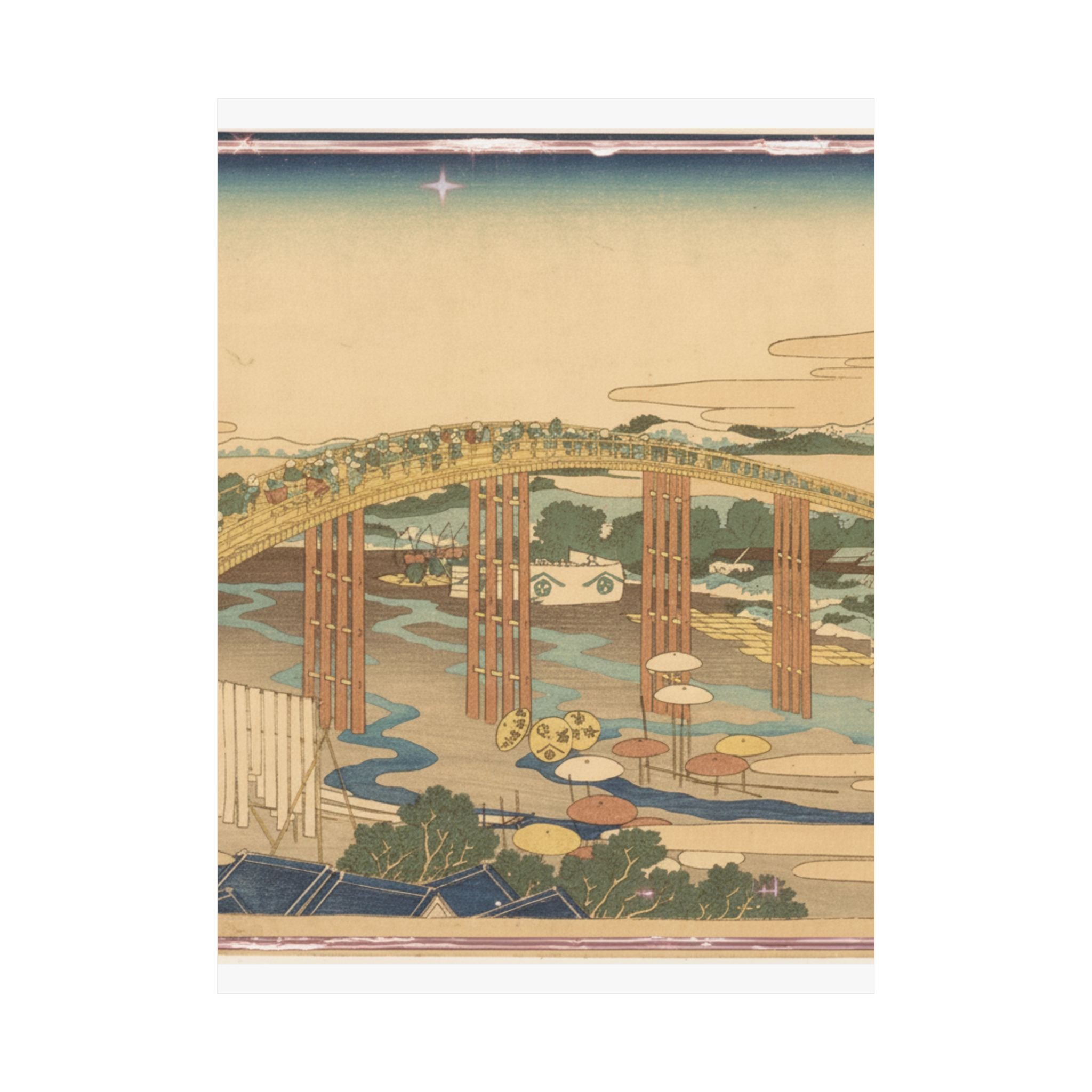 Scenic Nature — Yahagi Bridge At Okazaki On The Tōkaidō (Tōkaidō Okazaki Yahagi No Hashi), From  — Matte Poster