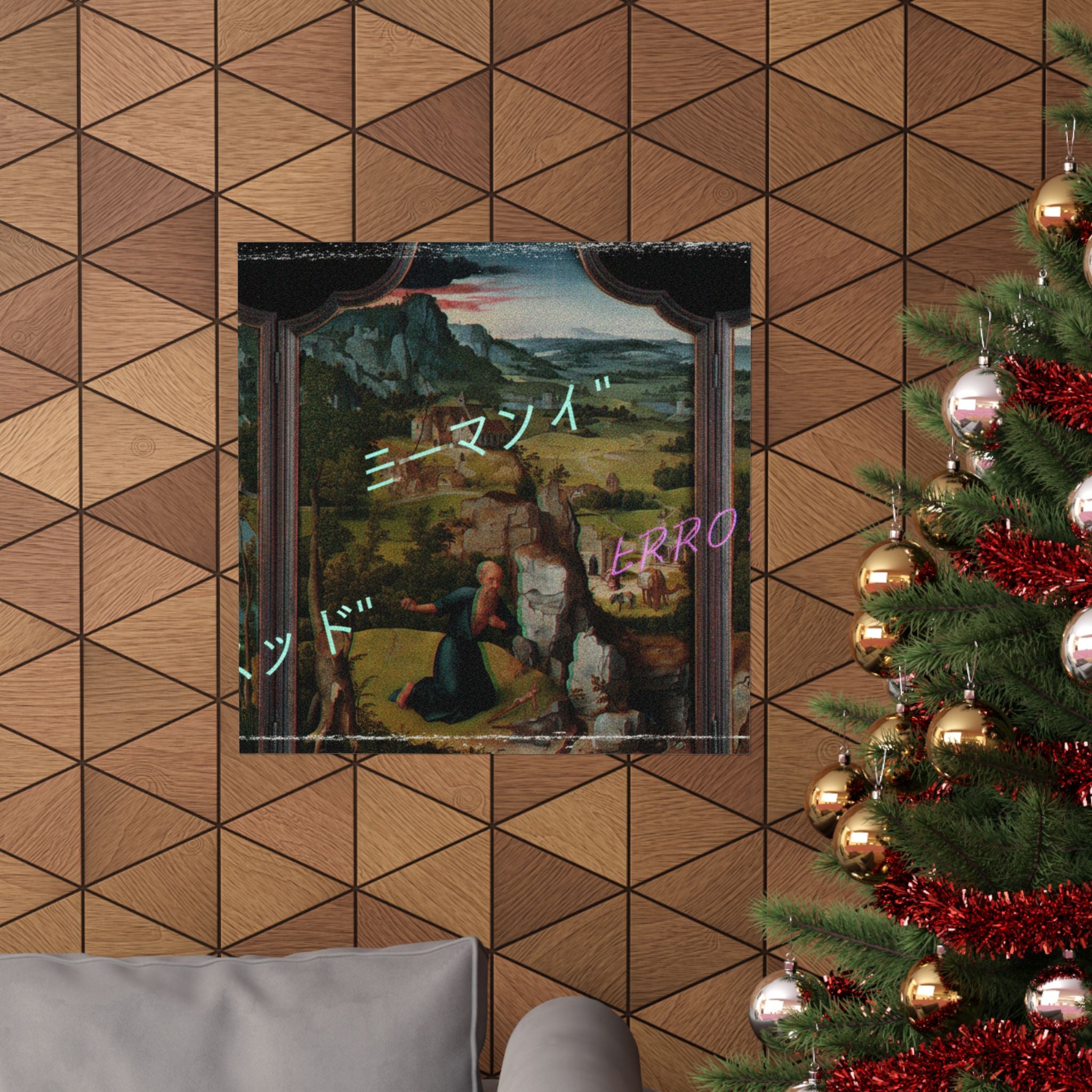 Glitched Renaissance Triptych Vaporwave ERROR Matte Poster