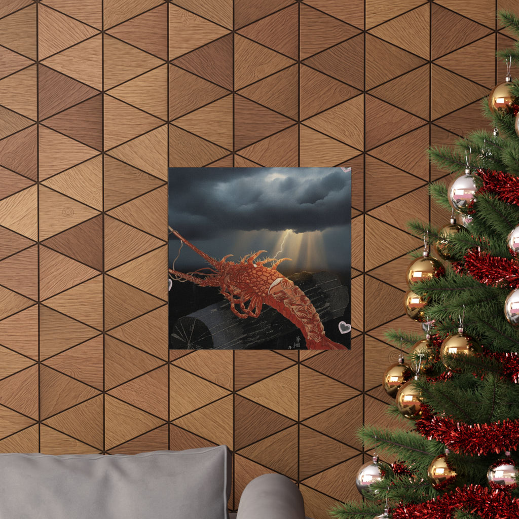 Dramatic Storm — Lobster On A Piece Of Charcoal — Matte Poster