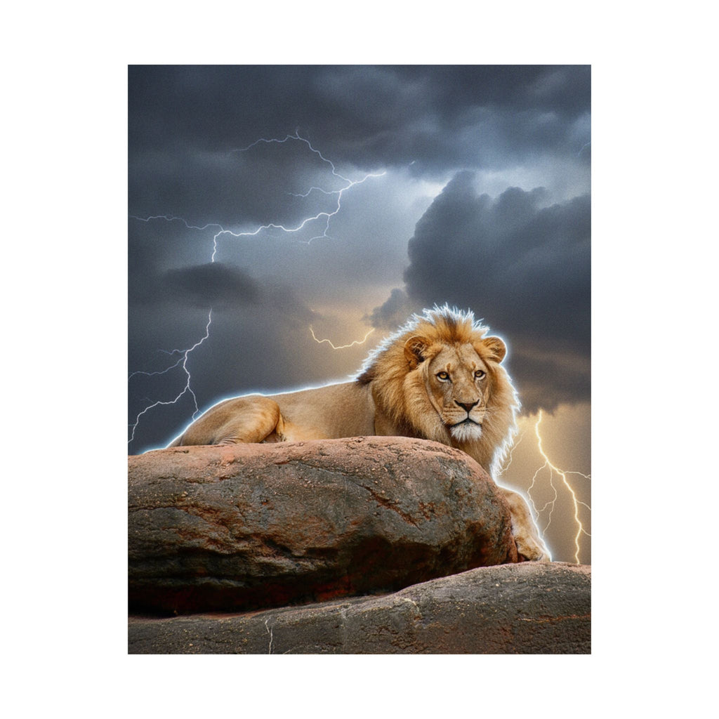 Dramatic Storm — Lion — Matte Poster
