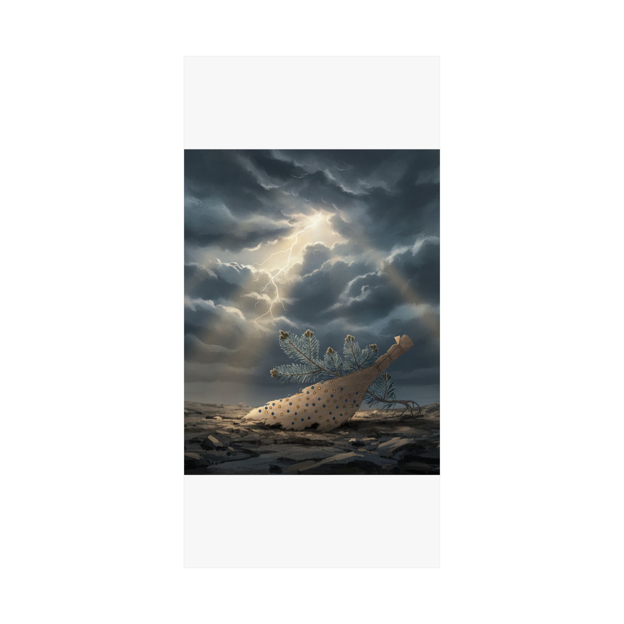 Dramatic Storm — Young Pine Tree And Jeweled Broom — Matte Poster