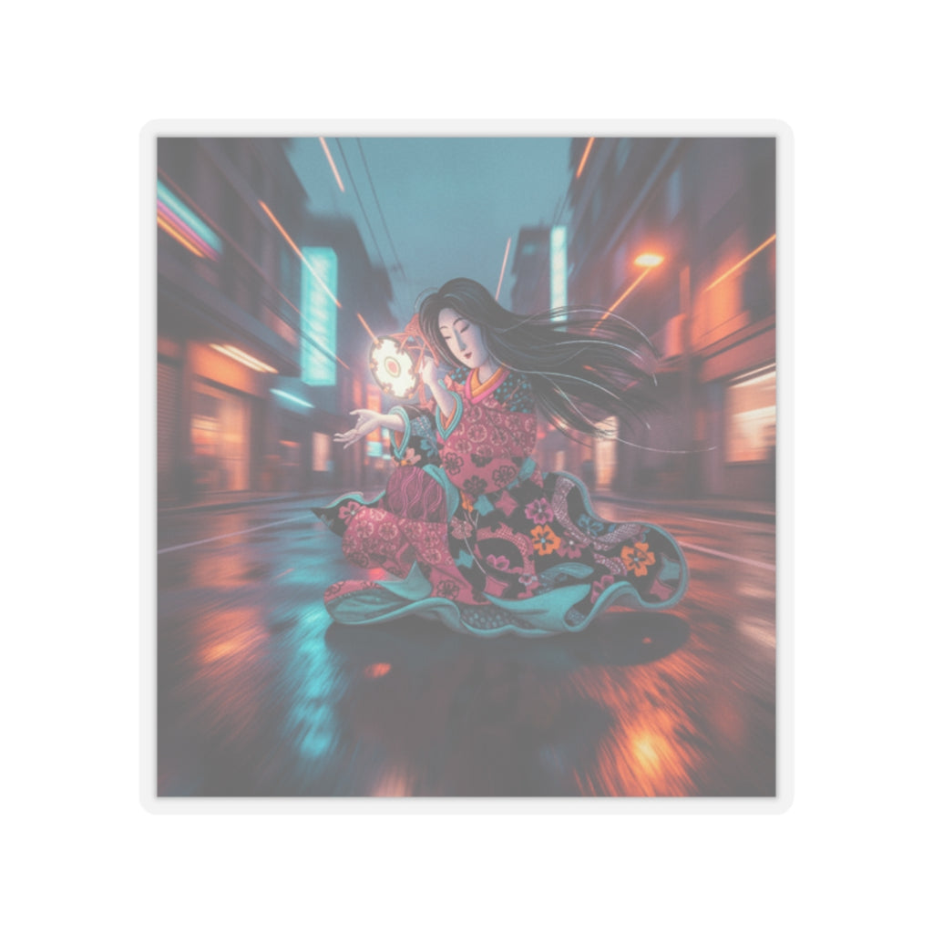 Fast Furious — Woman Playing The Tsuzumi — Kiss-Cut Sticker