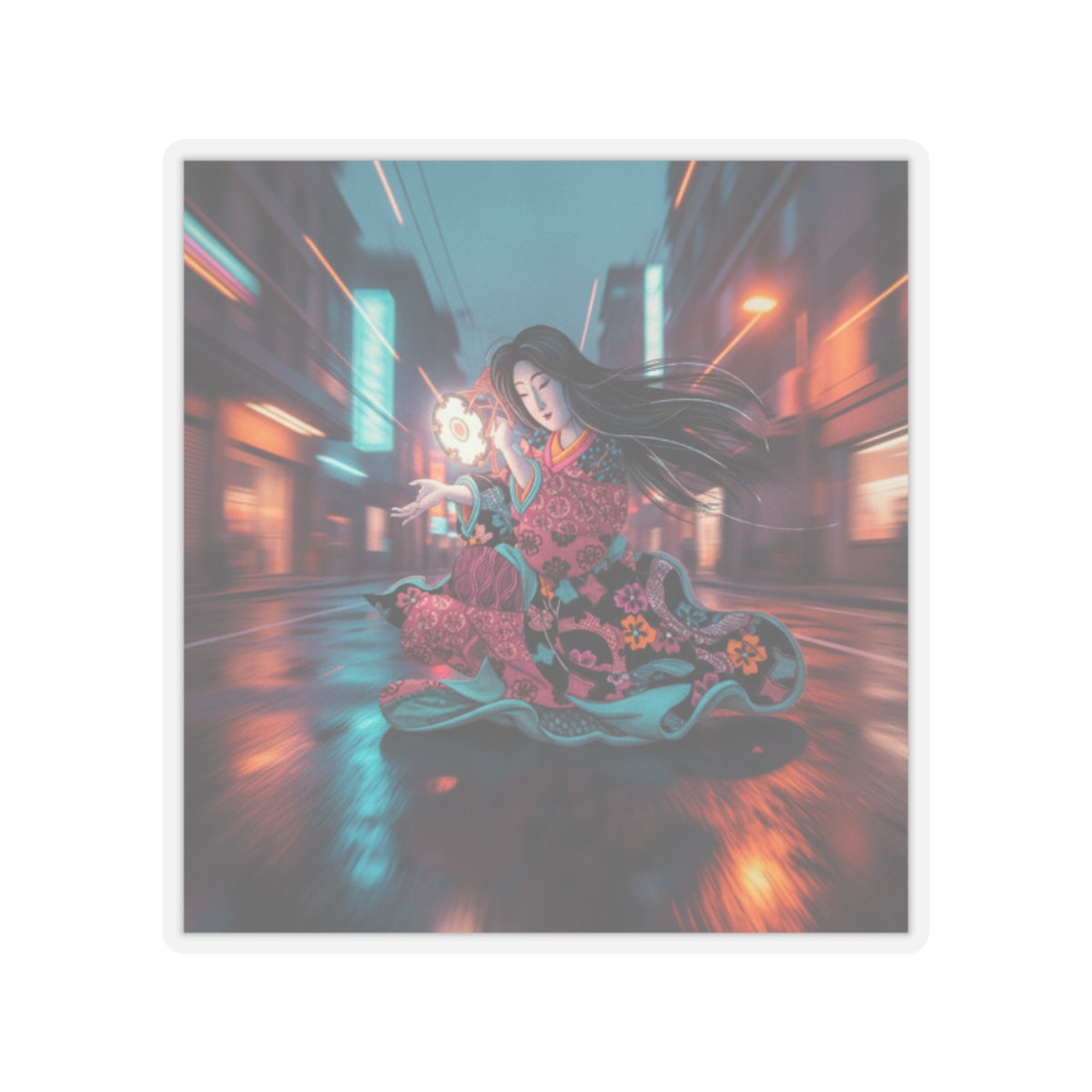 Fast Furious — Woman Playing The Tsuzumi — Kiss-Cut Sticker