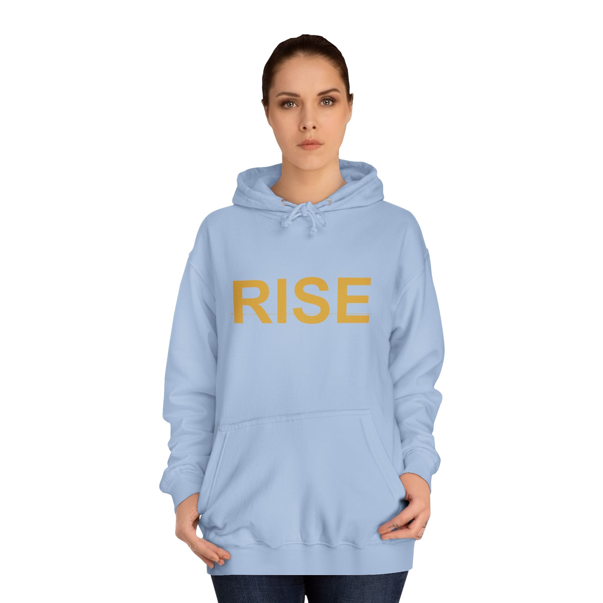RISE Gold Block Letter Minimal Typography Hoodie