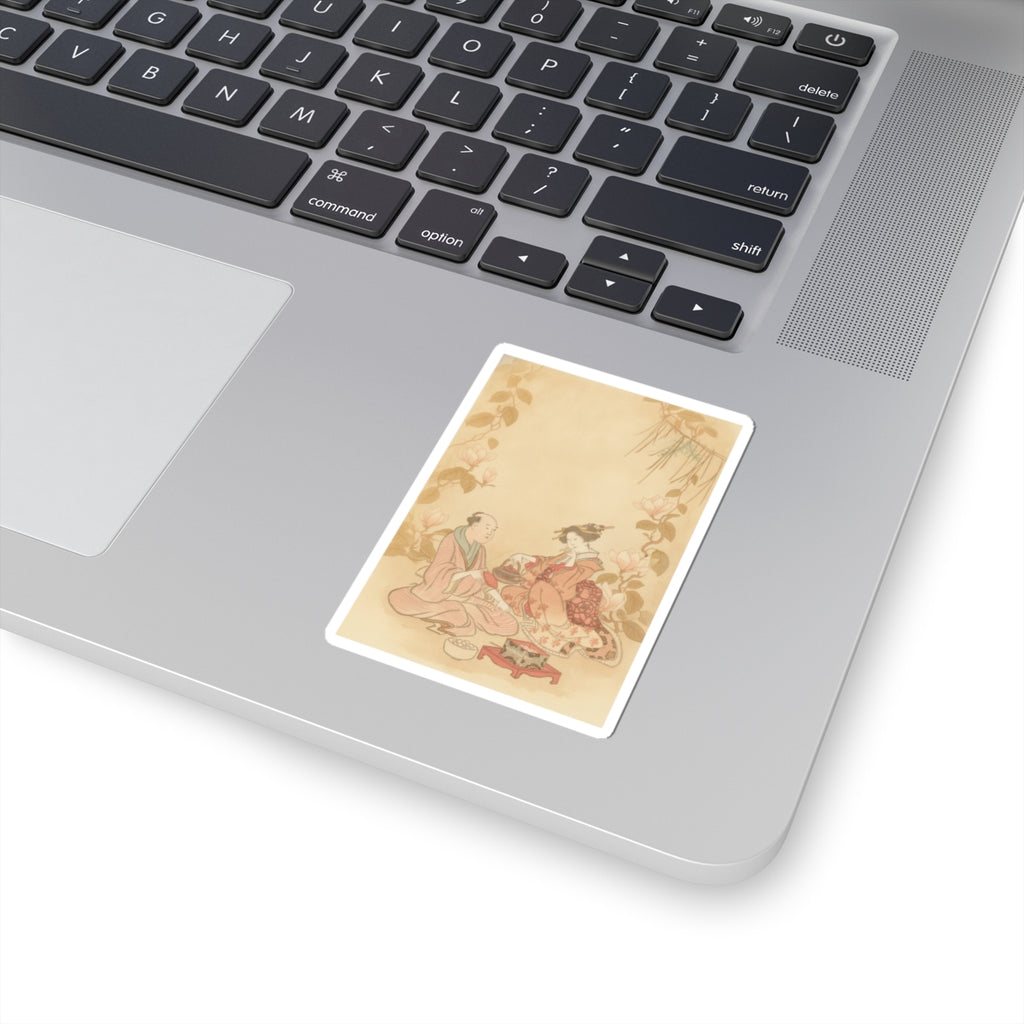 Southern Sunset — Woman Entertaining Her Guest With New Year Wine — Kiss-Cut Sticker