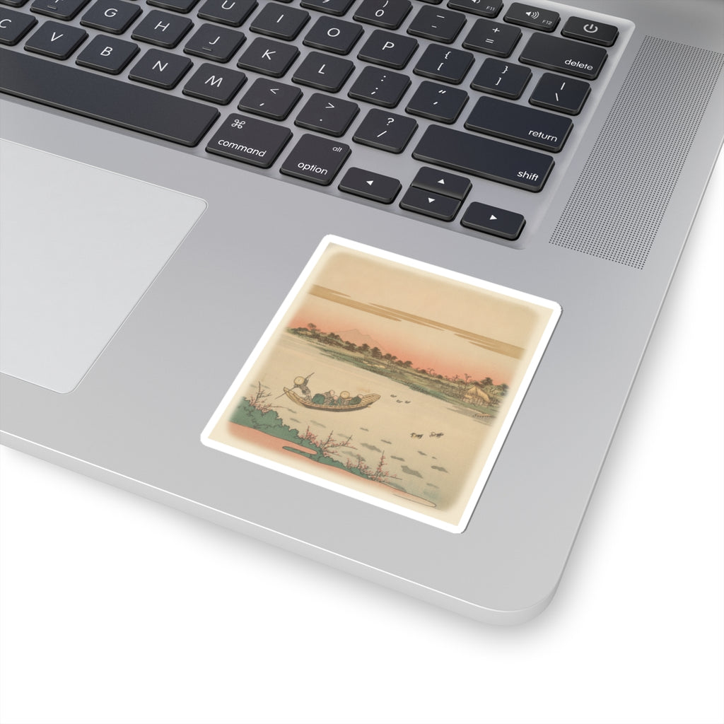 Southern Sunset — Boat Ferrying Across River — Kiss-Cut Sticker