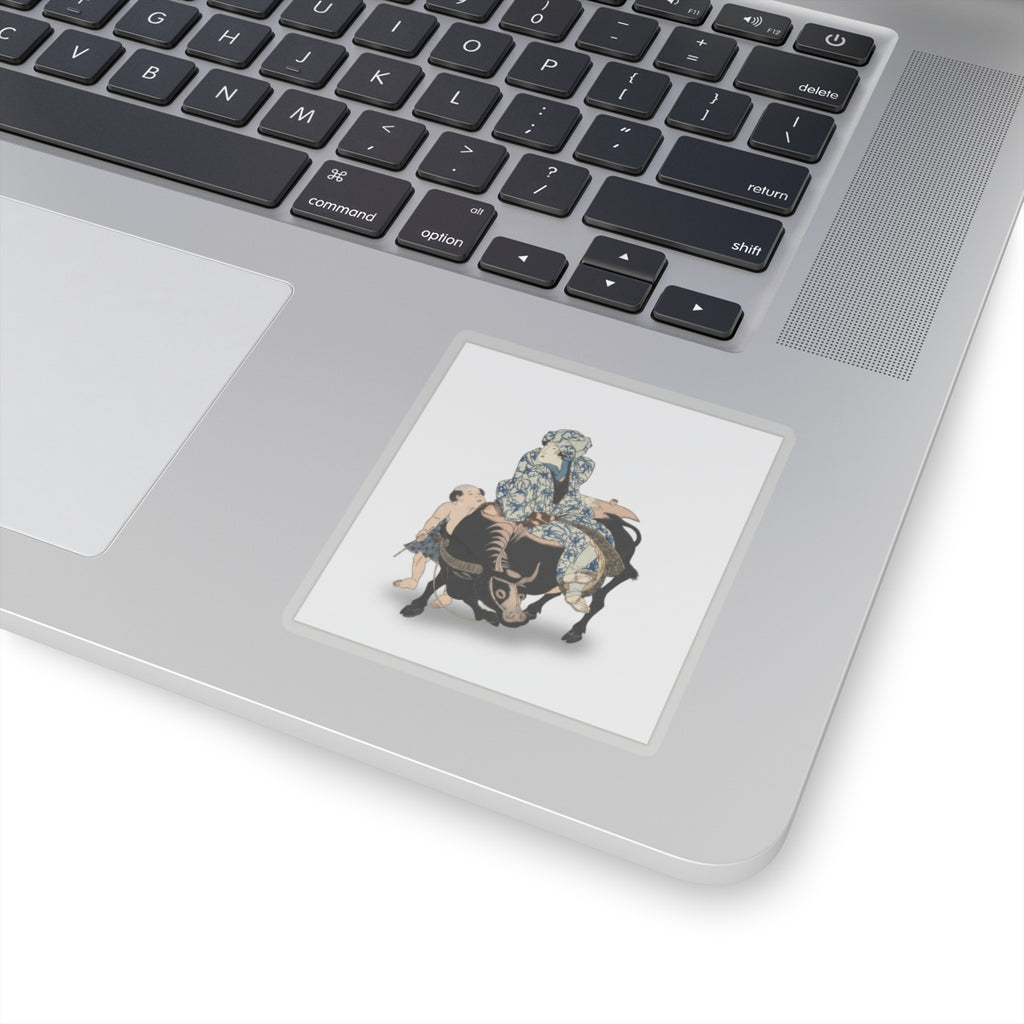 Ecommerce Main — Roshungi (Chinese, Lu Zhunyi) As A Woman With A Pipe Riding On A Buffalo — Kiss-Cut Sticker