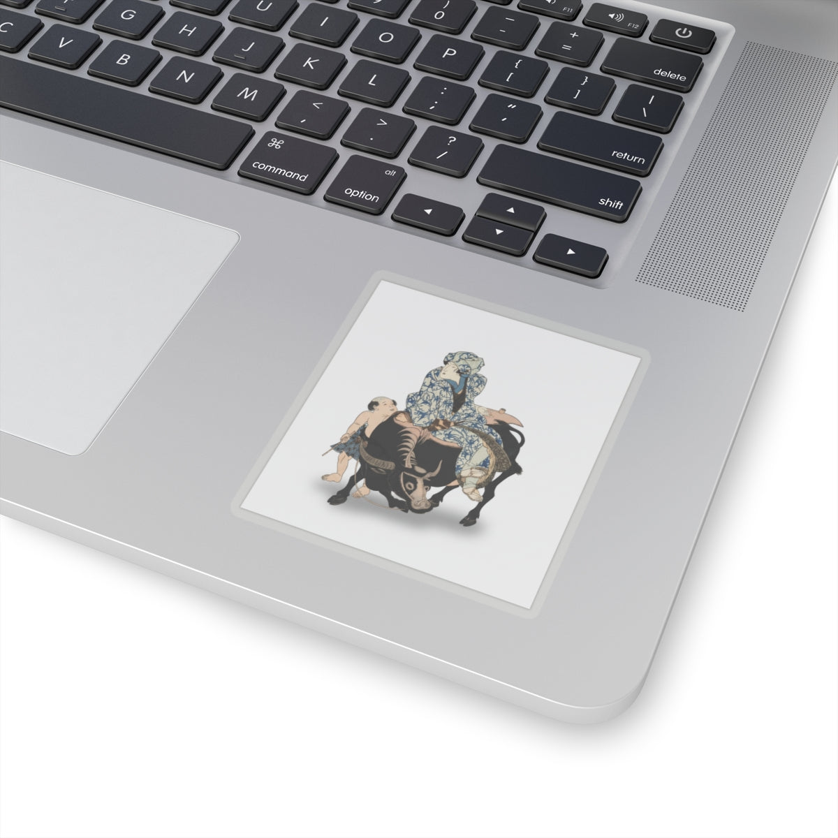 Ecommerce Main — Roshungi (Chinese, Lu Zhunyi) As A Woman With A Pipe Riding On A Buffalo — Kiss-Cut Sticker