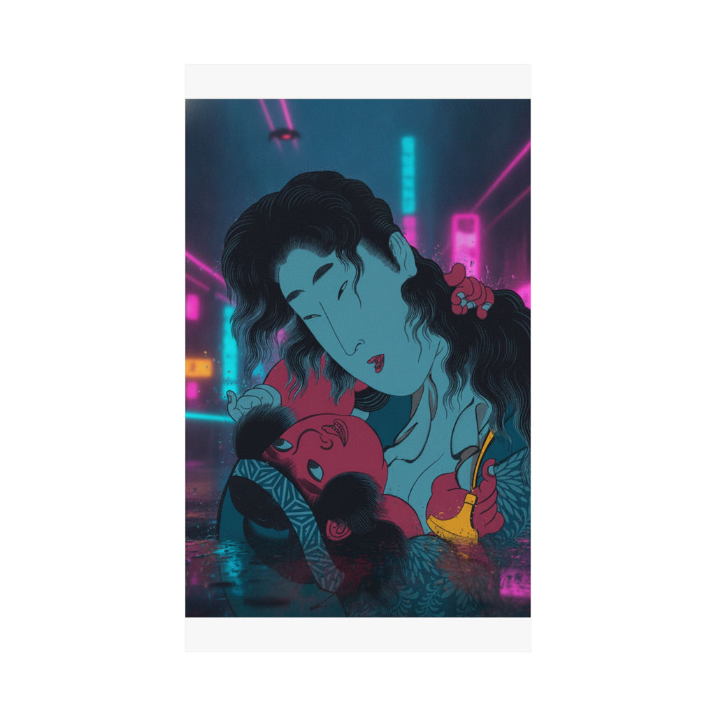 Neon Noir — Yamauba Playing With Kintarō — Matte Poster