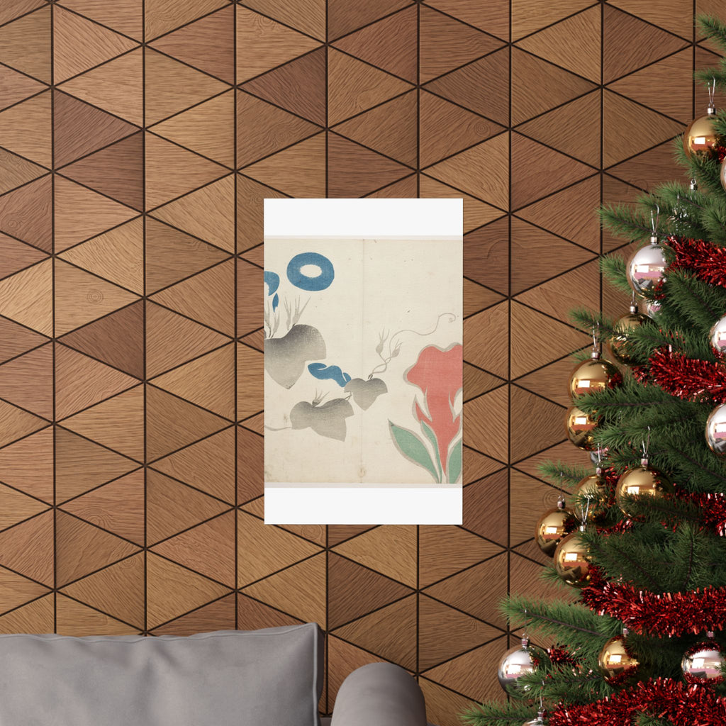 Watercolor — Design Of Morning–Glory And Other Flowers — Matte Poster