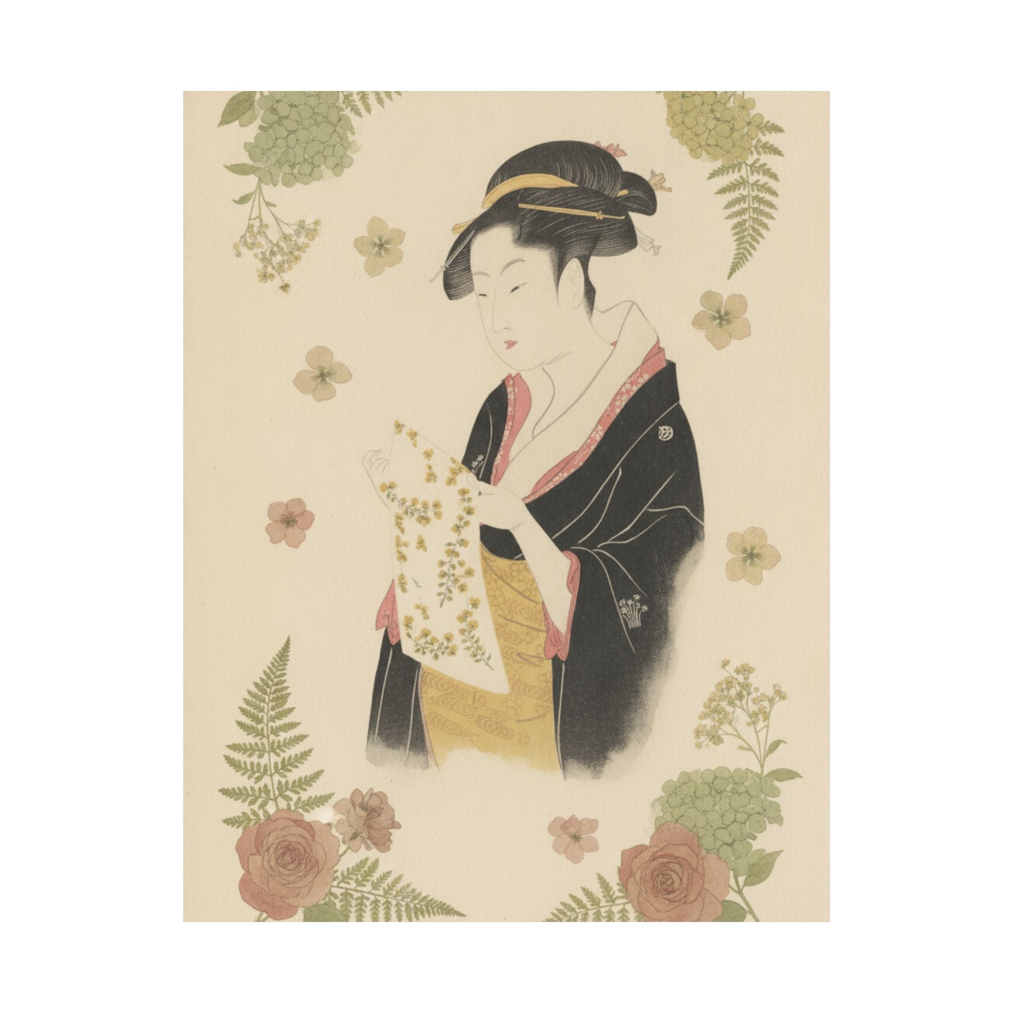 Botanical — The Lady Tomimoto Toyohina Reading A Letter — Matte Poster