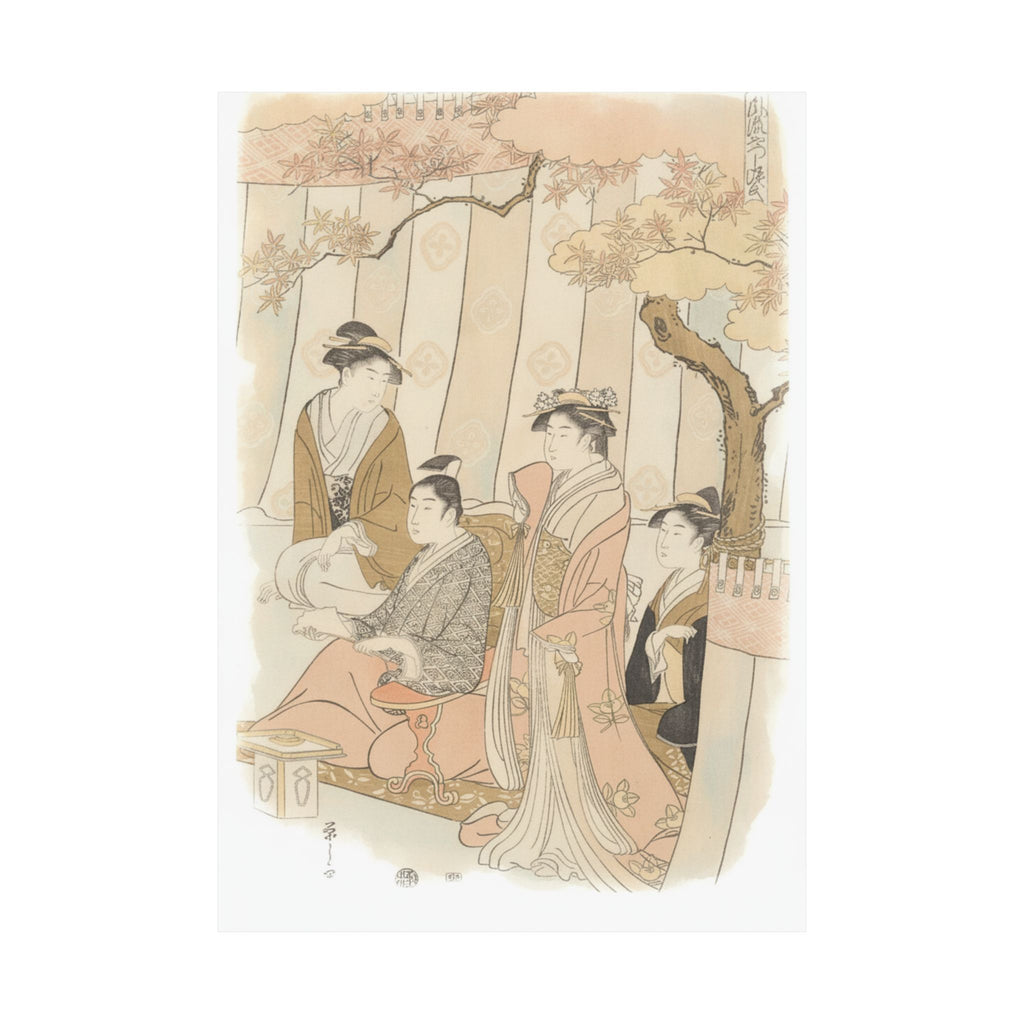 Watercolor — Prince Genji And Three Young Women — Matte Poster