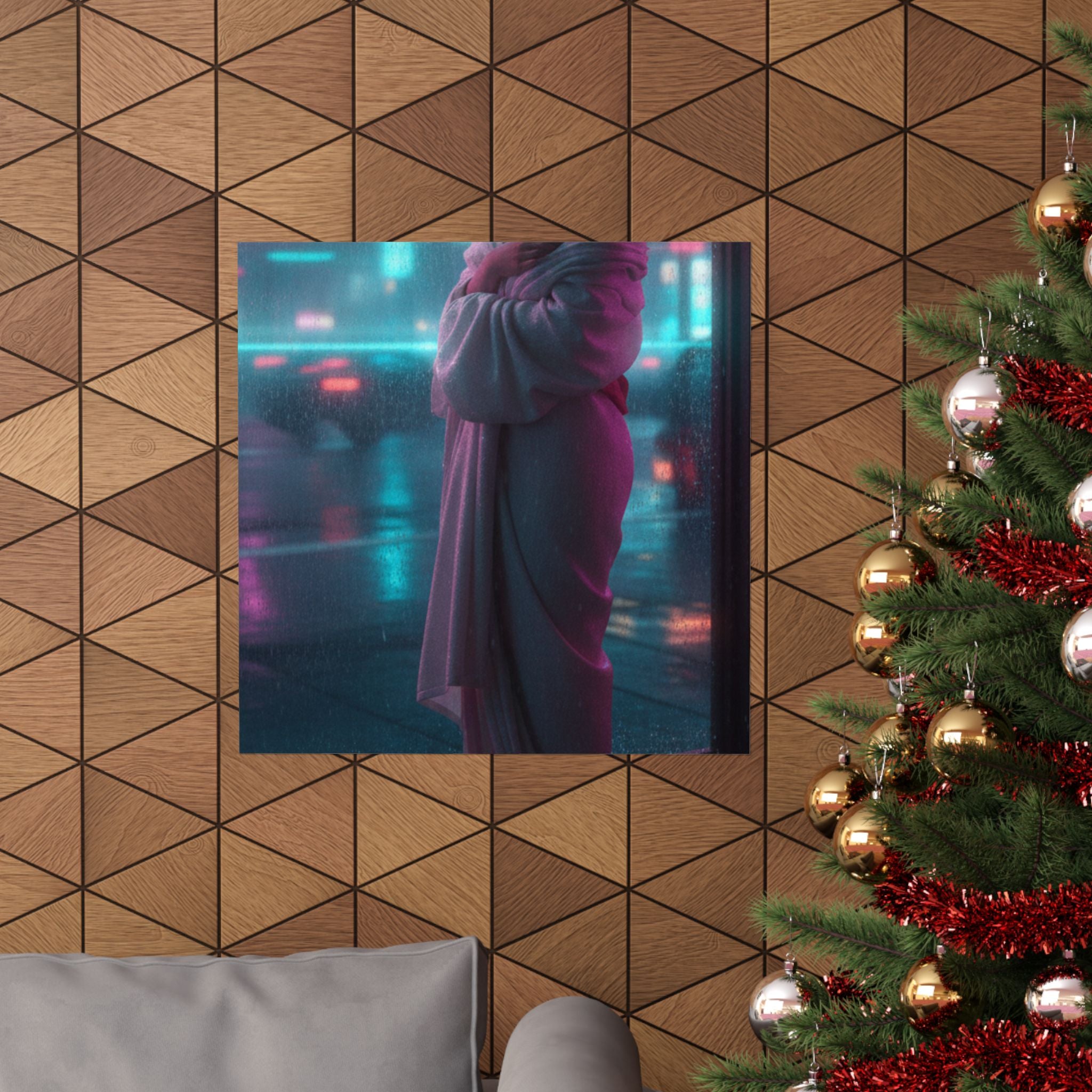 Neon Noir — Girl Drying Herself After Her Bath — Matte Poster