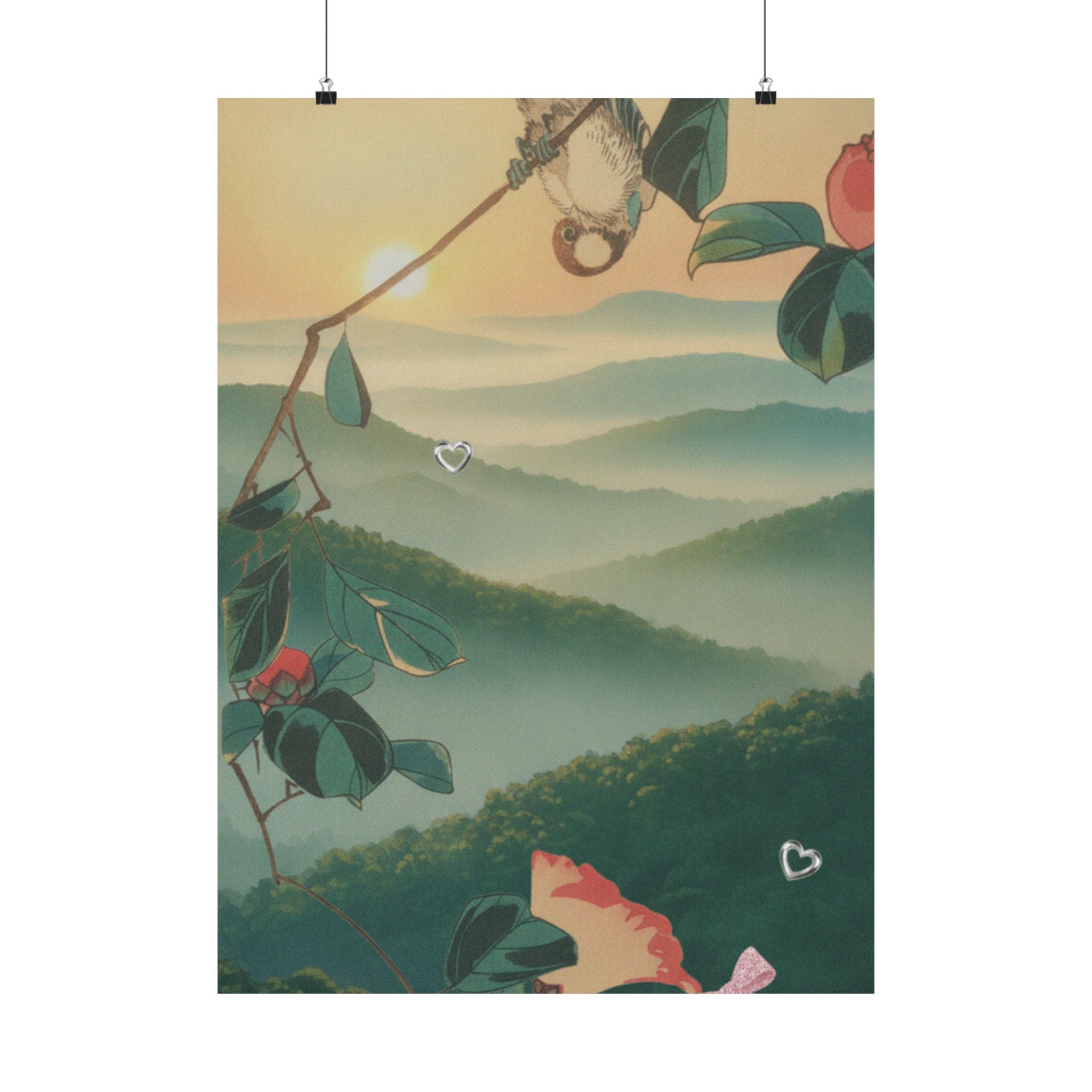 Scenic Nature — Camellia And Bullfinch — Matte Poster