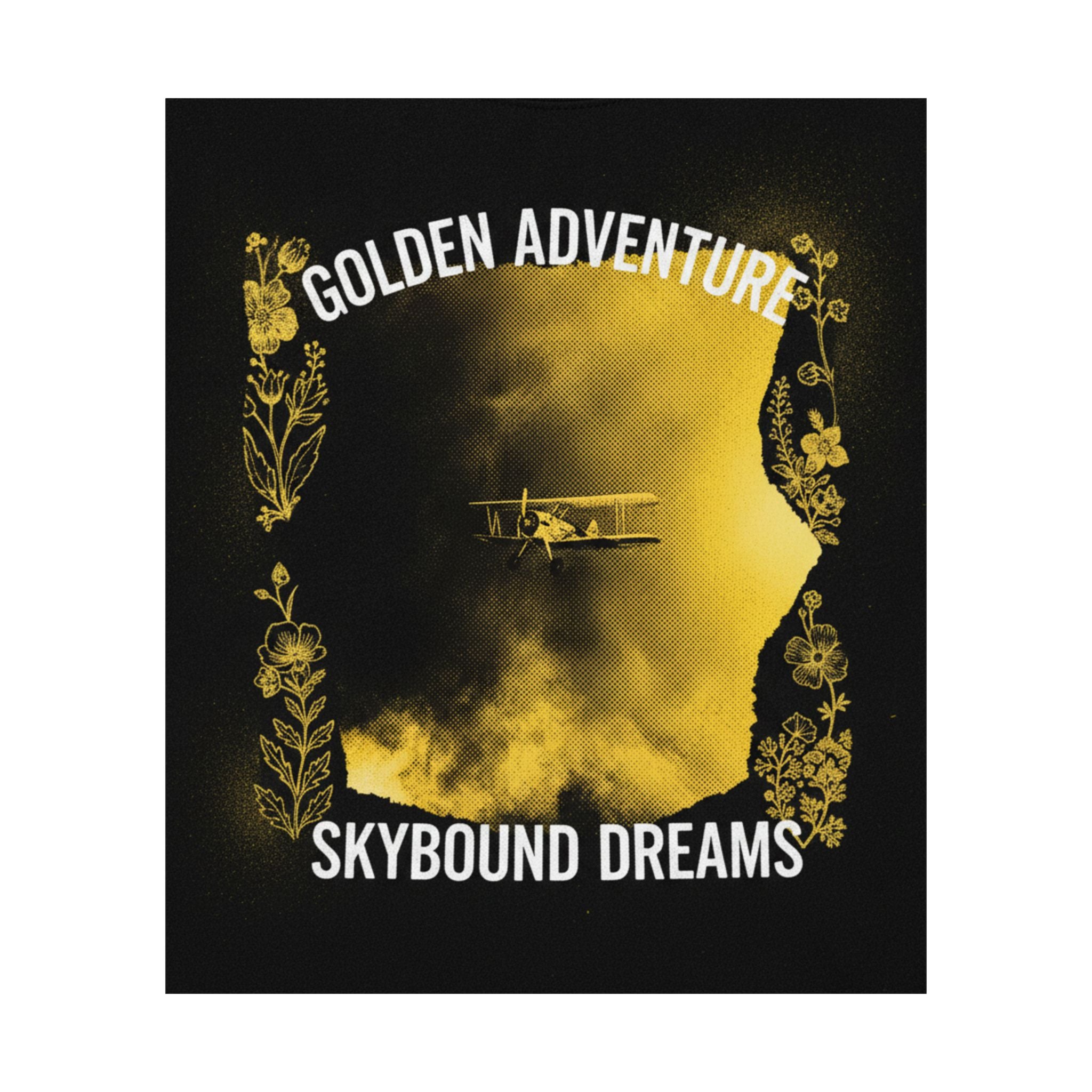 Golden Adventure Skybound Dreams Biplane Art Poster