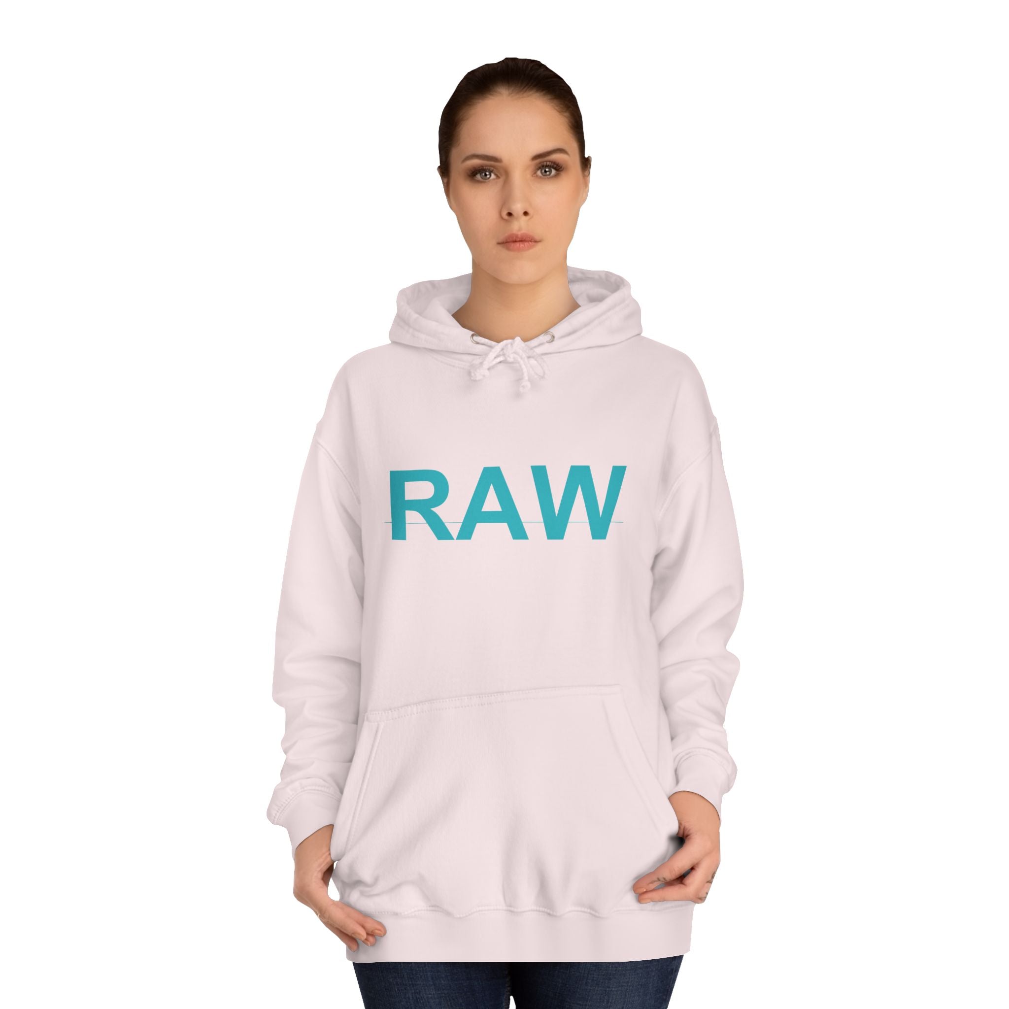 RAW Teal Capital Letter Minimalist Statement Hoodie