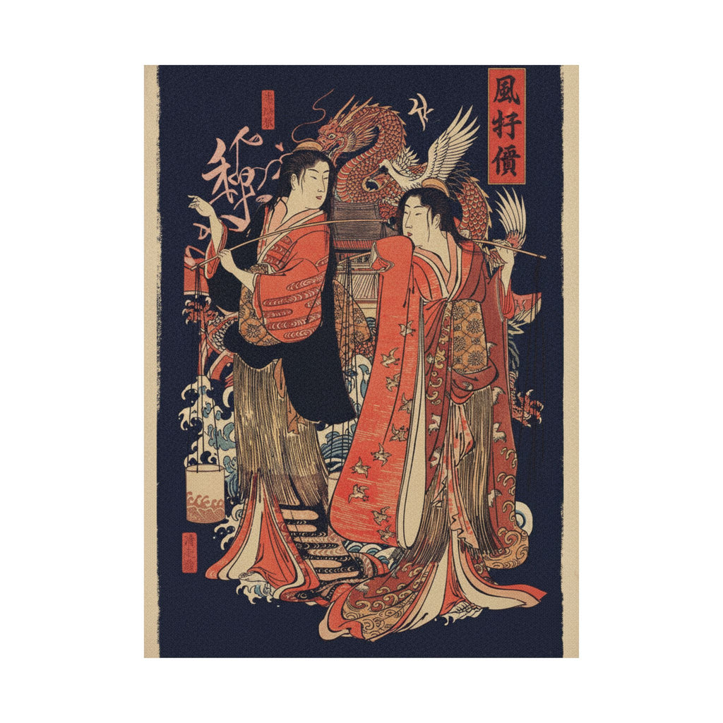 Japanese Street — The Dance Of The Beach Maidens From The Series Brocade Of The East — Matte Poster