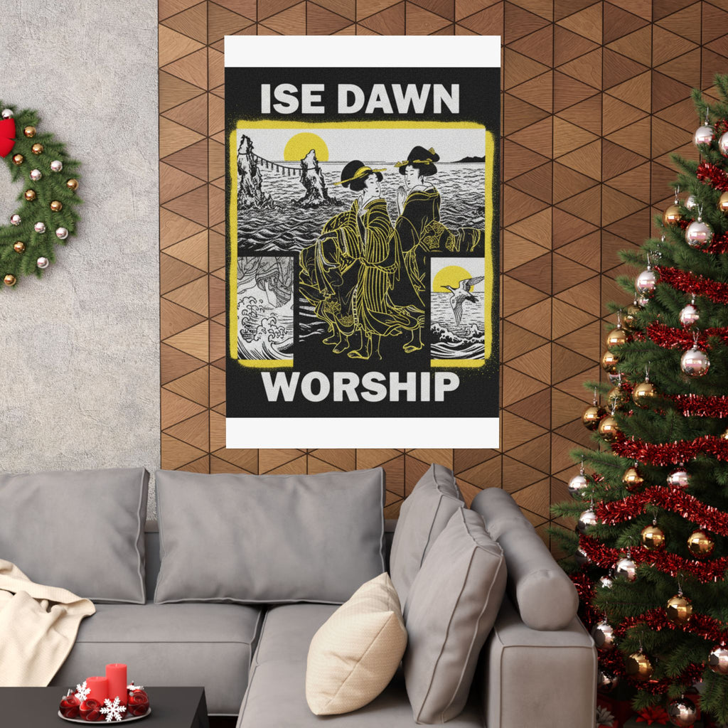 Streetwear Collage — Women Worshipping The Rising Sun Between The Twin Rocks At Ise — Matte Poster